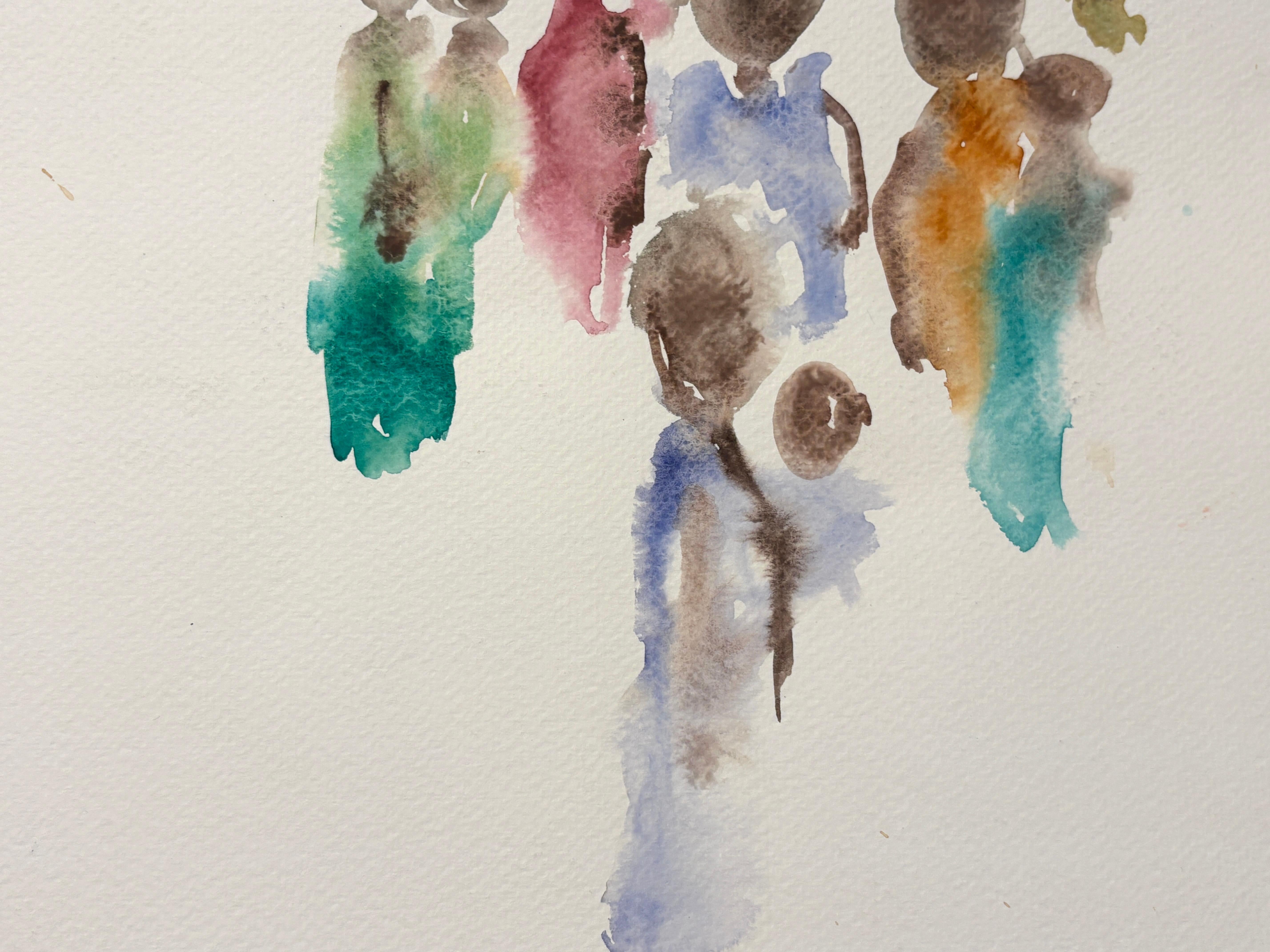 „Two Palms“ von Frida Willis - Atemberaubendes minimalistisches farbenfrohes Aquarellgemälde im Angebot 6