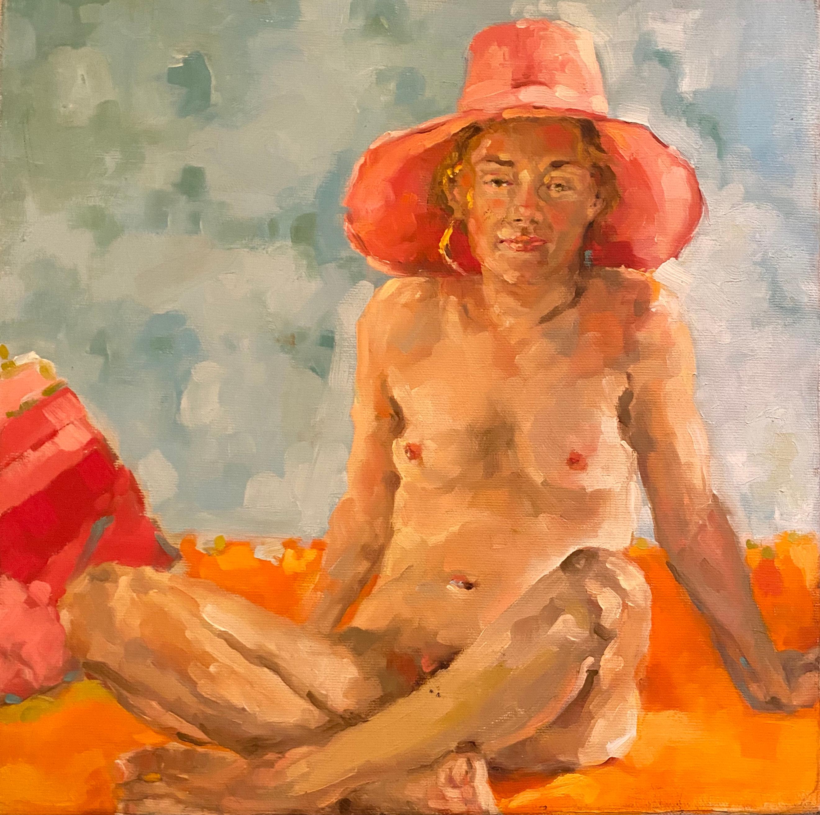 ‘Young Woman With Hat’ Figurative Female Model Contemporary By Shana