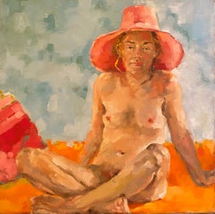 ‘Young Woman With Hat’ Figurative Female Model Contemporary By Shana