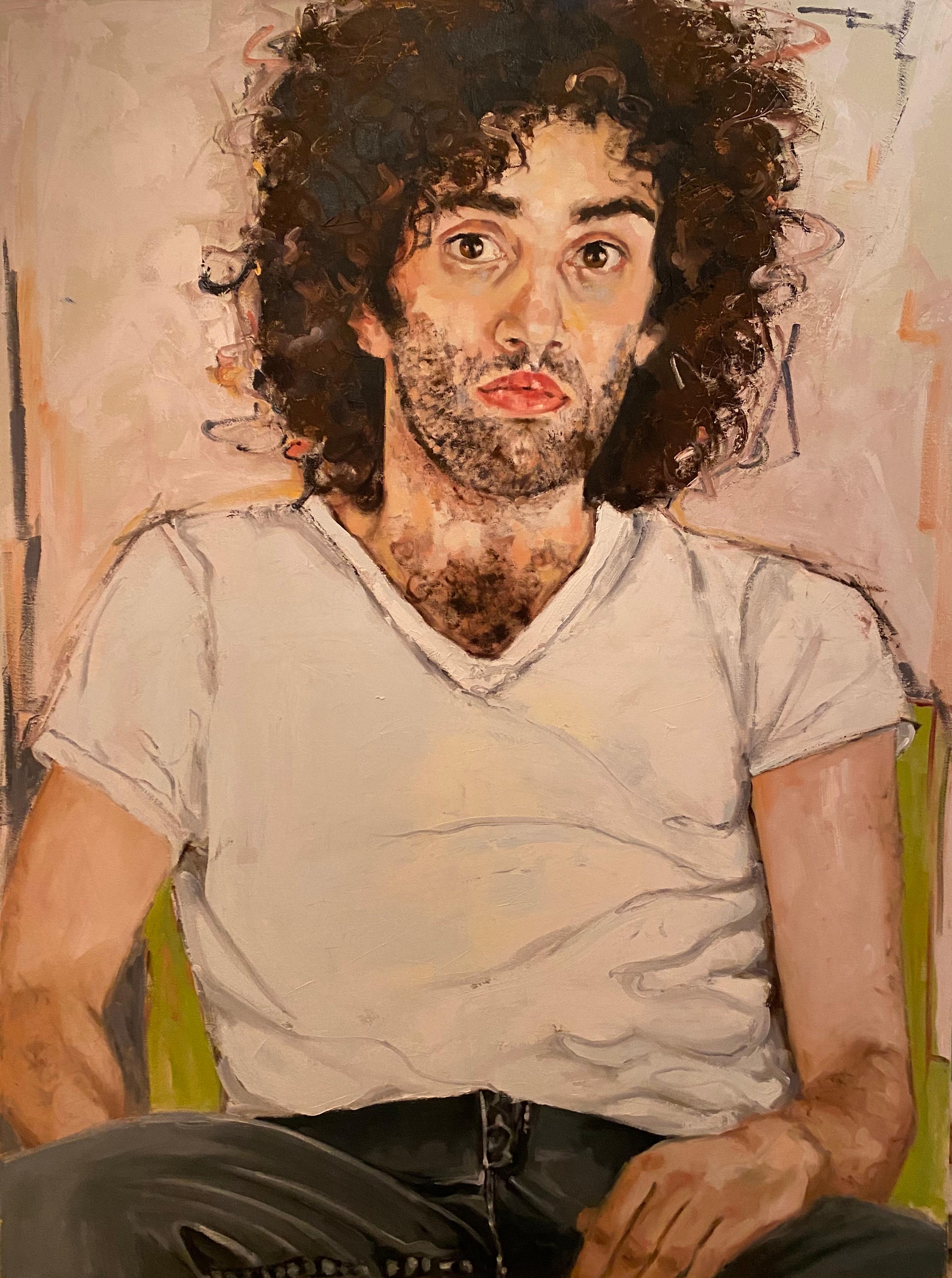 Jeune homme assis" Modèle masculin figuratif contemporain par Shana Wilson