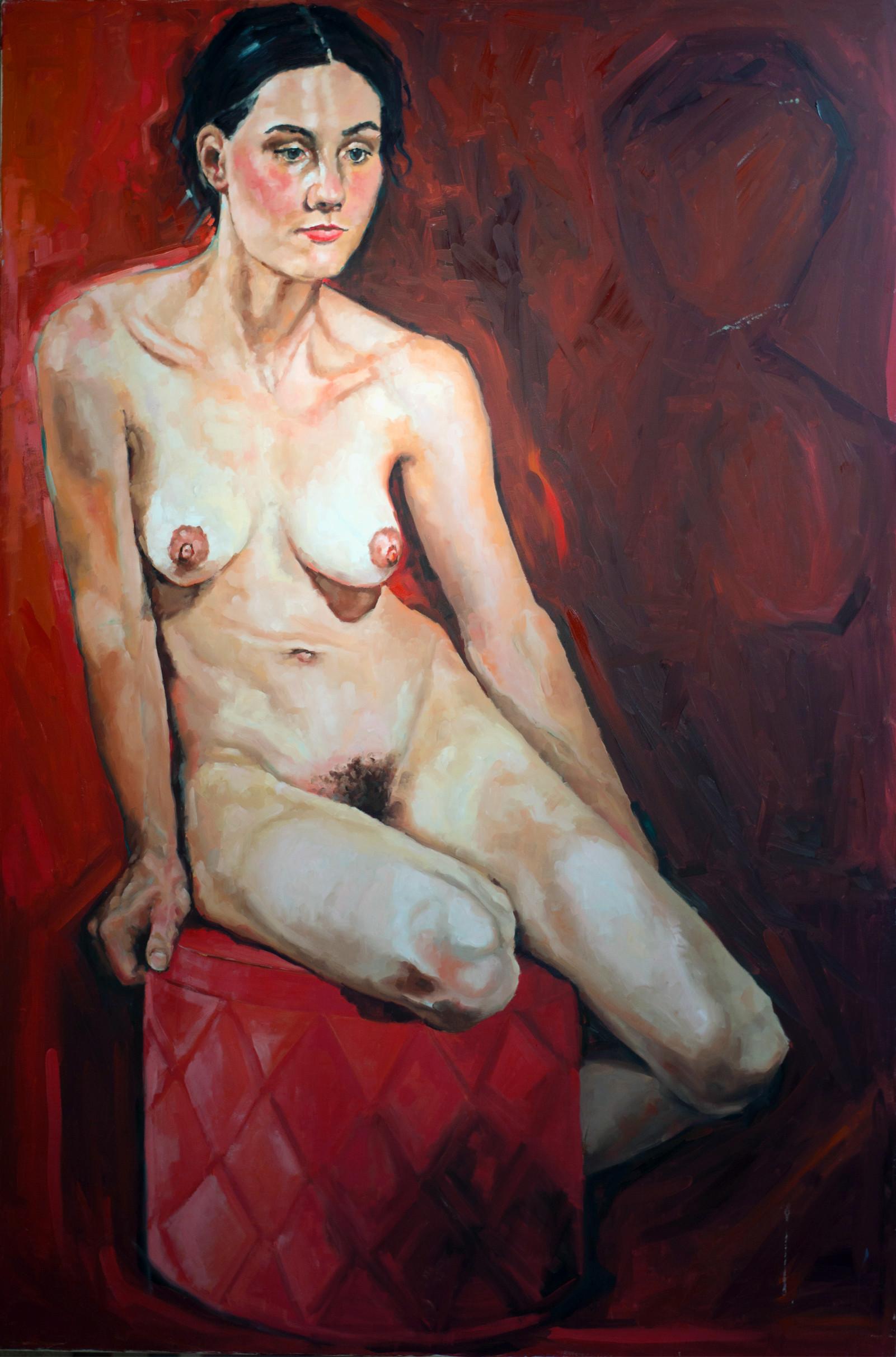 Nude on a red box