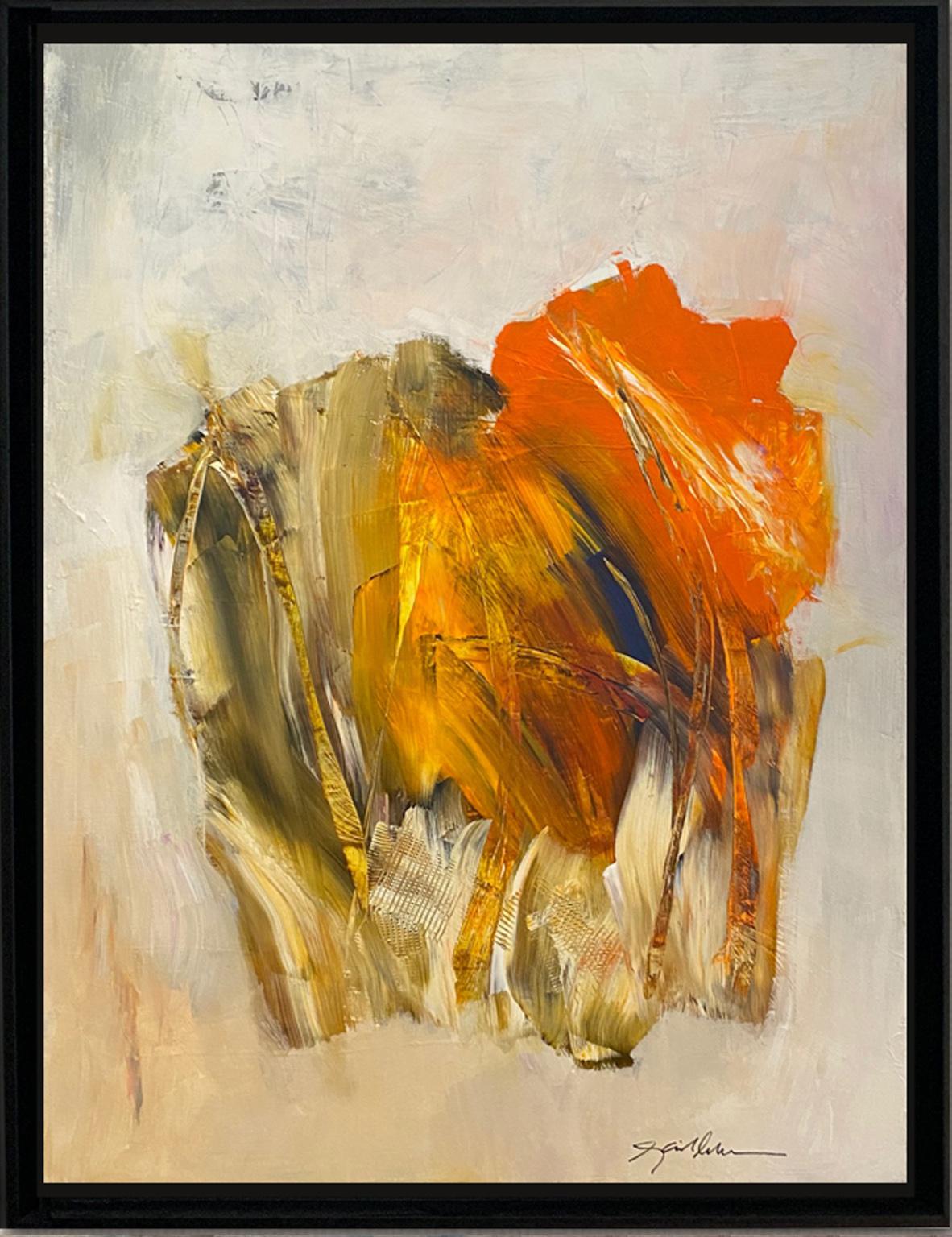 Gail Lehman Abstract Painting - Orange Yellow White Original Contemporary Abstract  By Gail