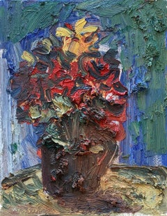 "Red And Yellow Flowers" Oil on Canvas by Masri