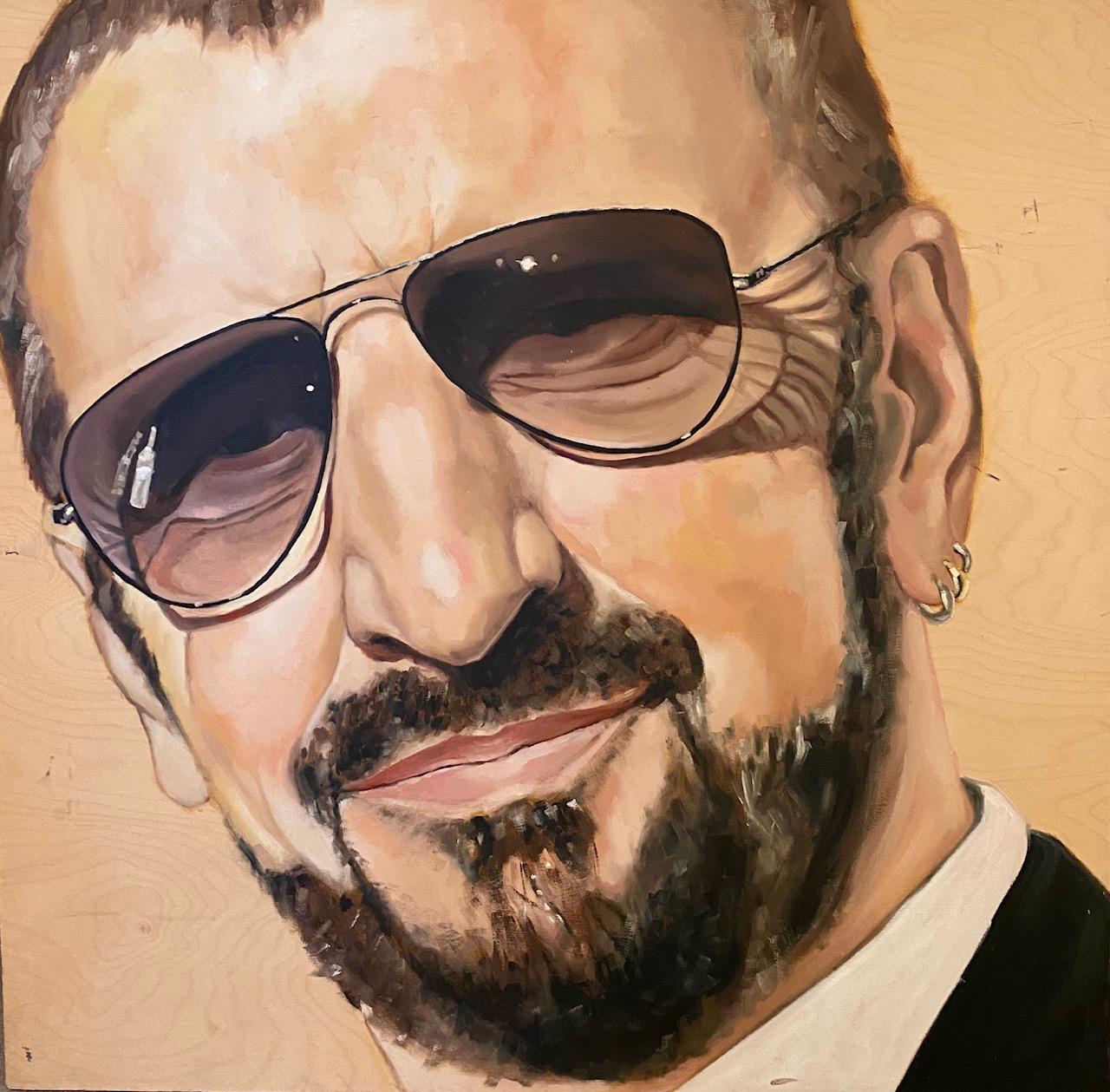 ‘Ringo Starr’ Man Portrait, Celebrity Mixed Media by Shana Wilson