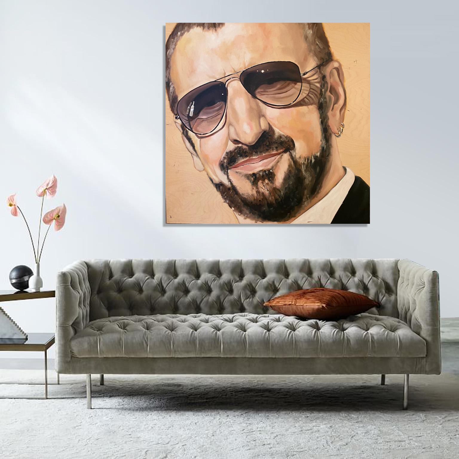 Ringo Starr, Mannporträt, Celebrity Mixed Media von Shana Wilson im Angebot 1