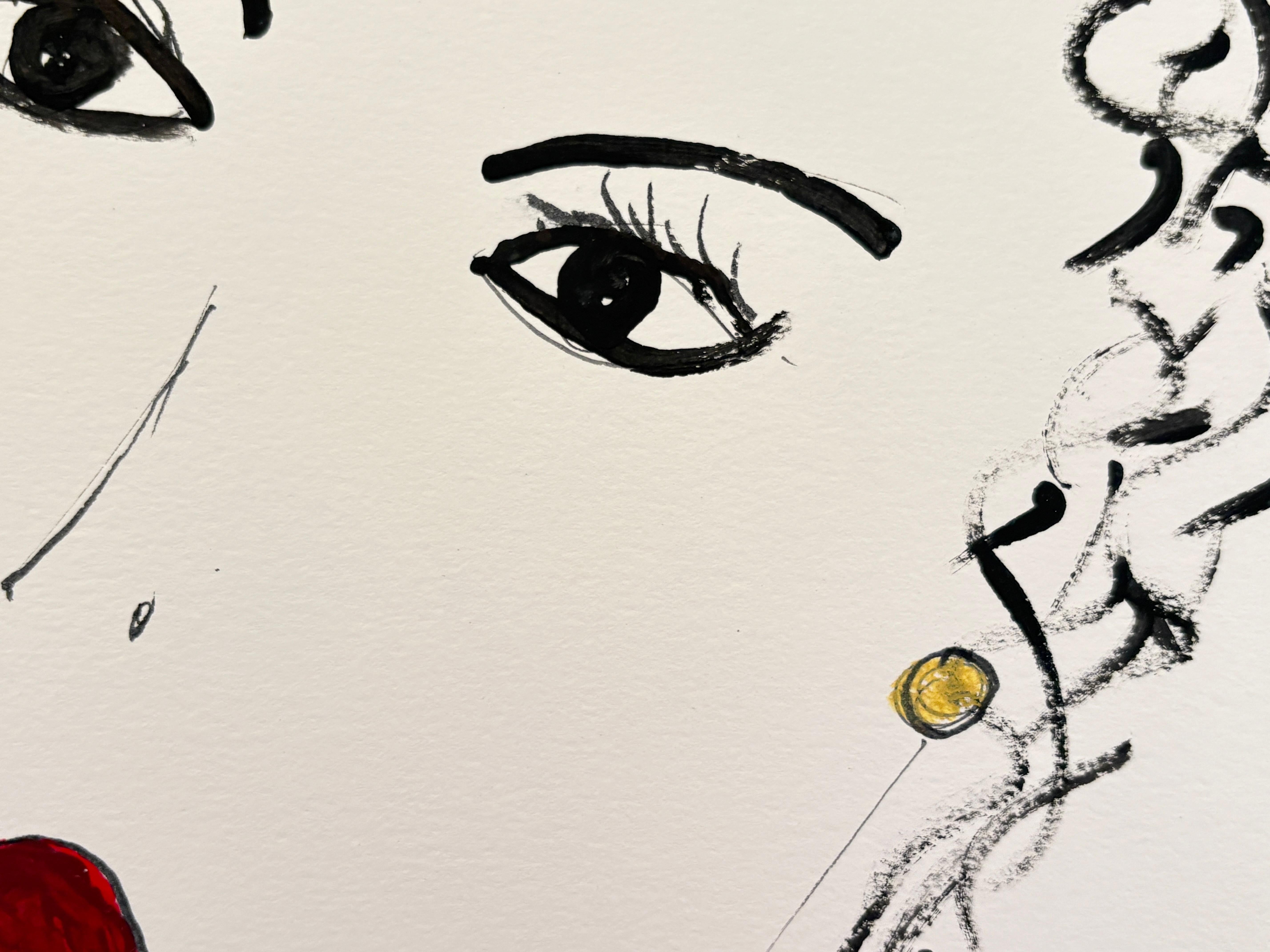 Inspirada por el mundo del teatro, Devie había conservado sus propios trazos de dibujo. Sus obras reflejan un otro mundo accesible. Pinta una historia que hay que contar y responder.

El cuadro se entrega con un certificado de autenticidad y una