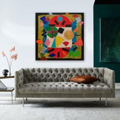 "Golden Circle" Soldering iron burning oil paint into the canvas