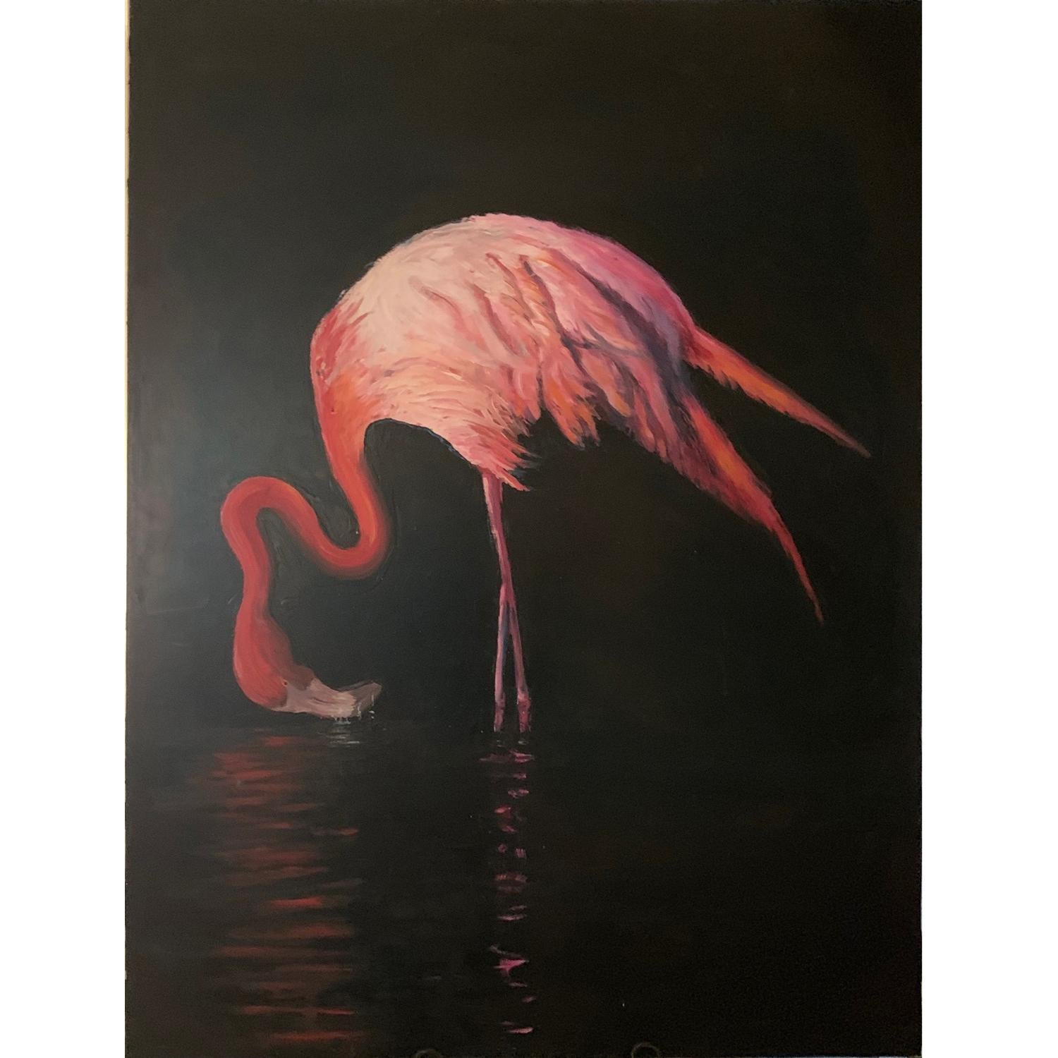 Mike Ball Landscape Painting - "Pink Flamengo" oil on canvas