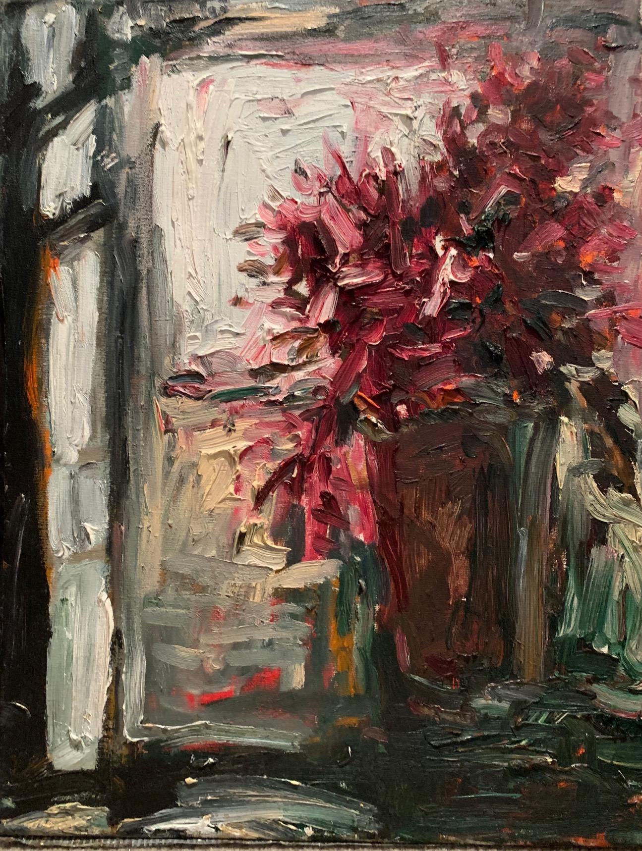 "Fiori viola" olio su tela di Duan