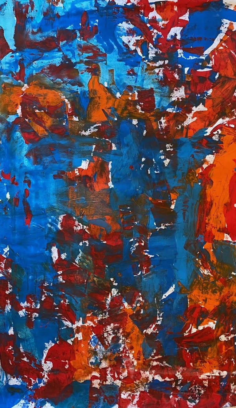 Nan Van Ryzin 'Untitled' Large Contemporary Abstract Mixed Media Red