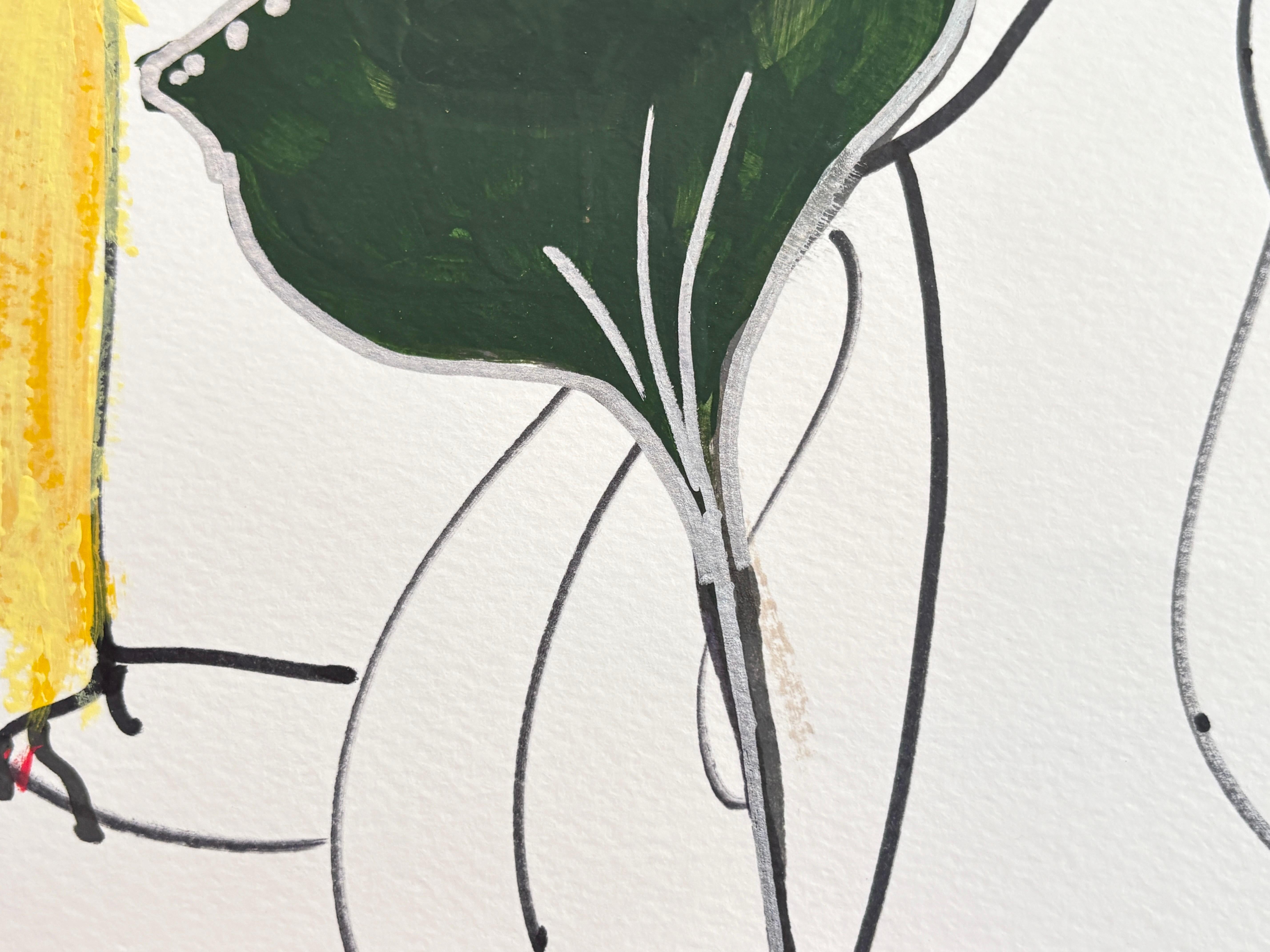 Encre et acrylique sur papier encadrée par Devie « Oiseau Noir Masque » en vente 7