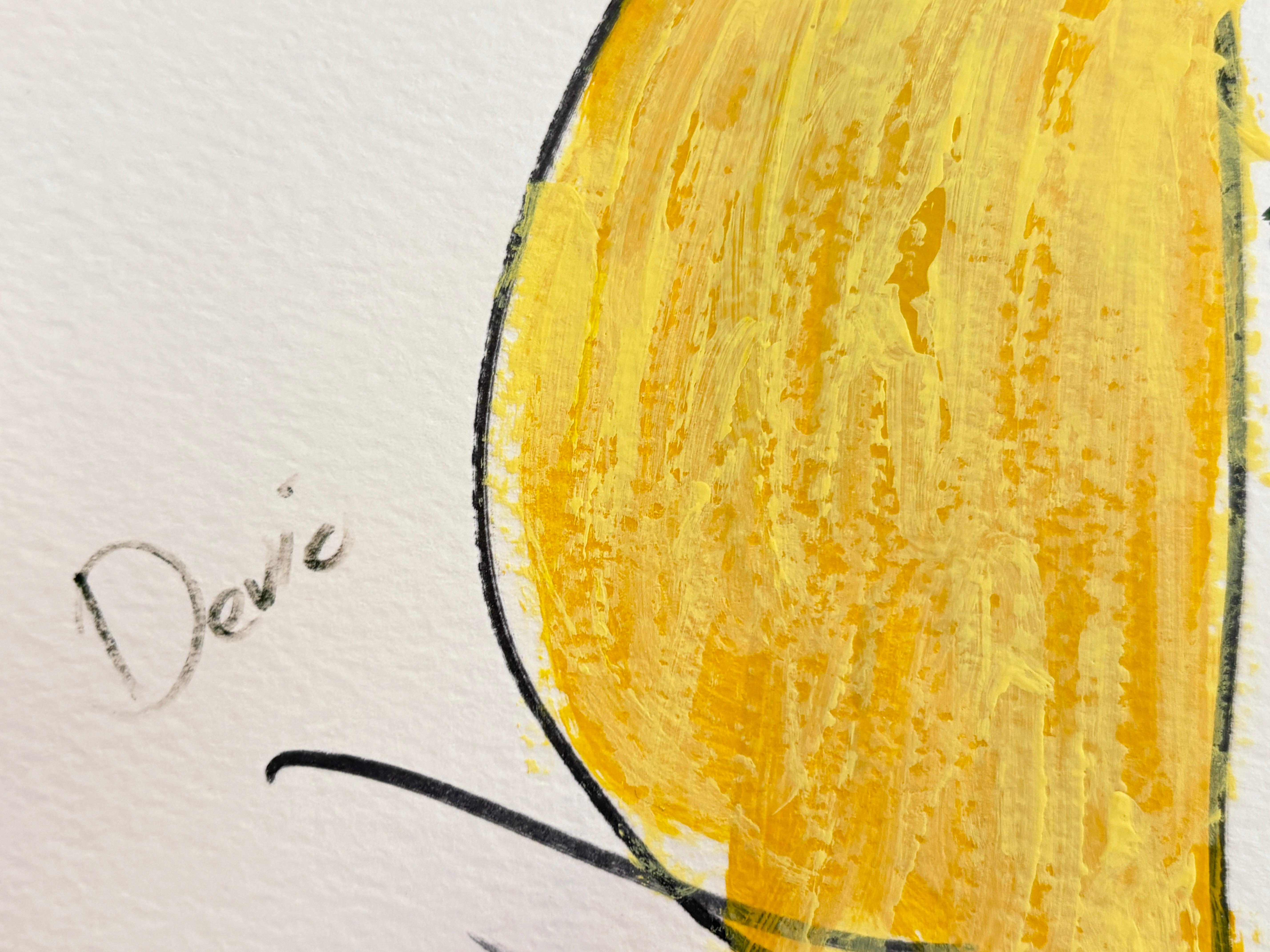 Encre et acrylique sur papier encadrée par Devie « Oiseau Noir Masque » en vente 8