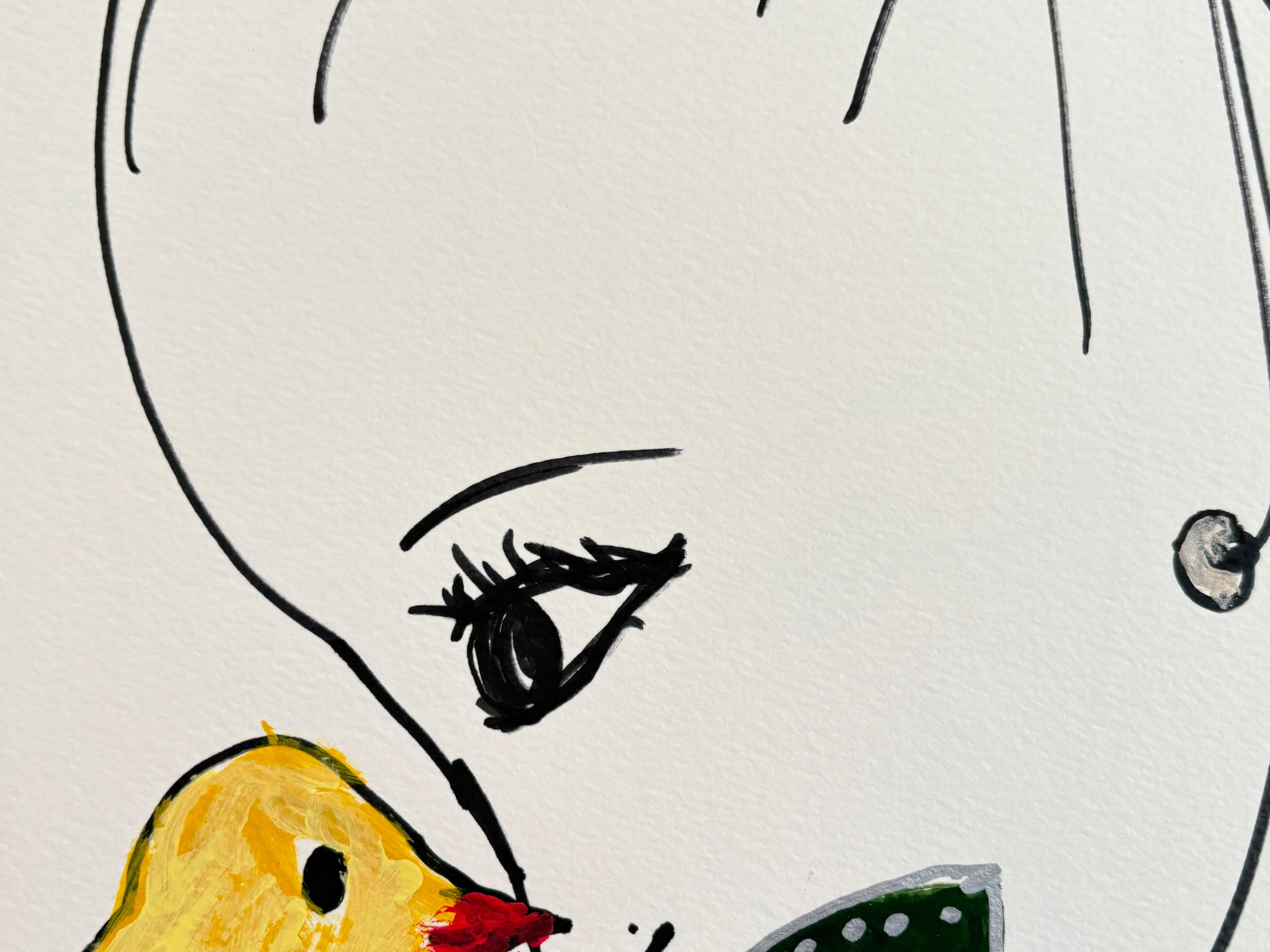 Inspirée par le monde du théâtre, Devie avait conservé ses propres traits de dessin uniques. Ses œuvres reflètent un autre monde accessible. Elle peint une histoire à raconter et à répondre.

Le tableau est accompagné d'un certificat d'authenticité