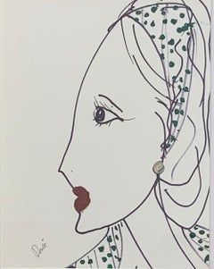 "Mujer en París" Tinta y acrílico sobre papel enmarcado por Devie