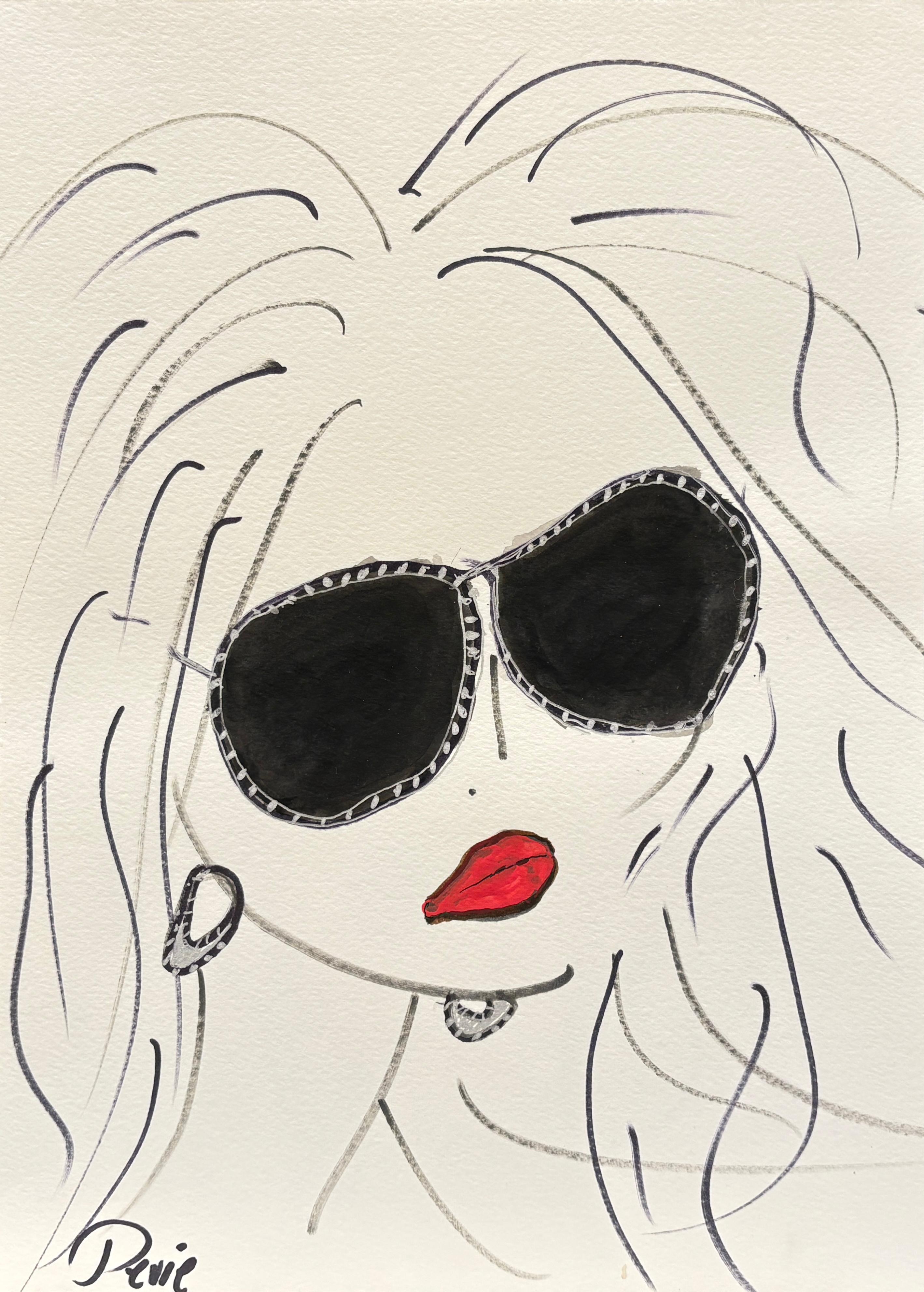 Dibujo original Mujer joven Tinta y acrílico sobre papel por Devie