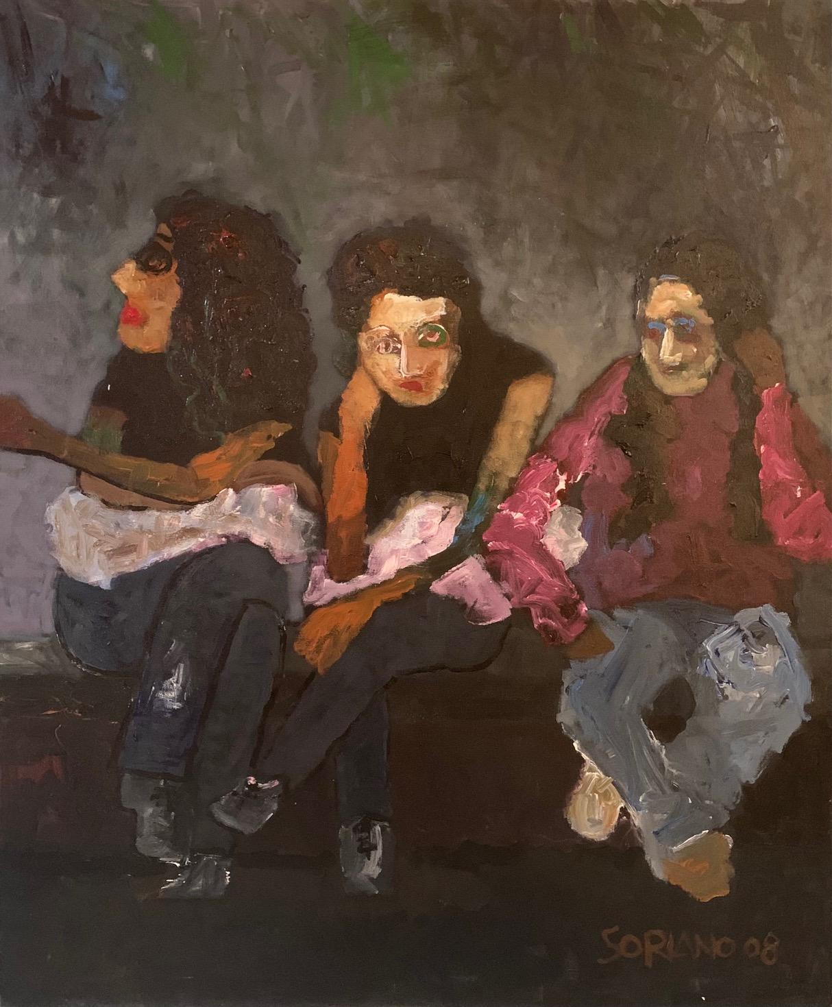 Sorliano Portrait Painting - "3  Woman" oil on canvas 39" x 47"