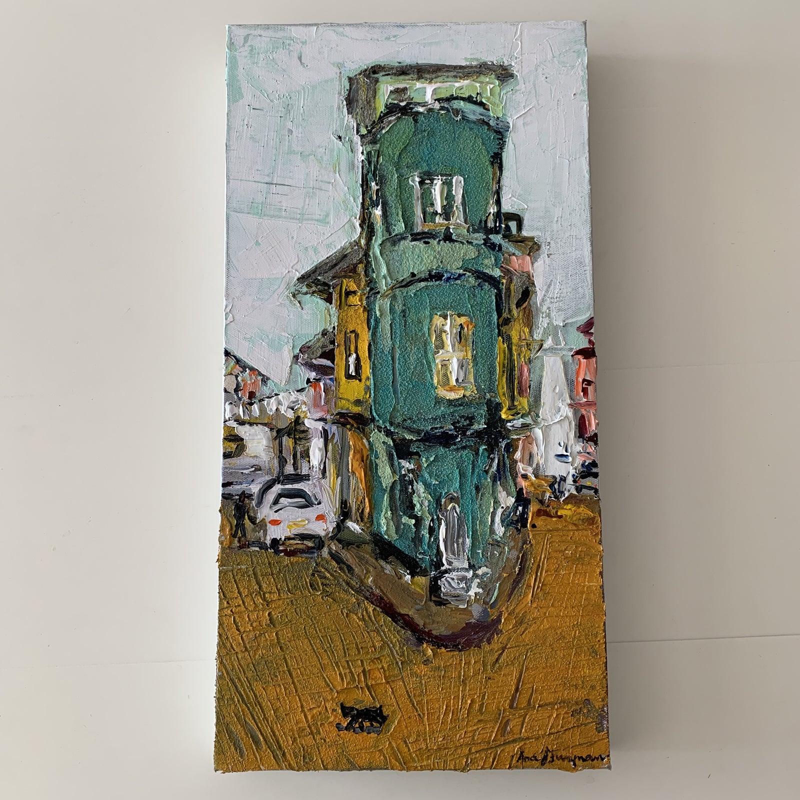 Ana Guzman  Abstract Painting - Cuban Street Scene Oil Painting 