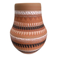 Navjo Carved Pottery Vase Signed