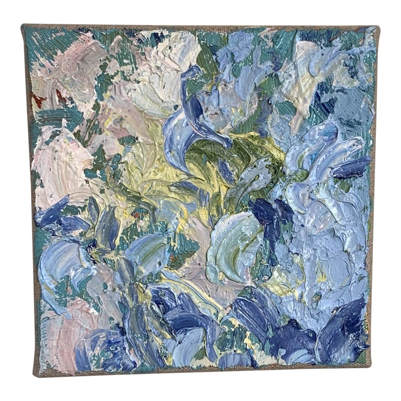 Stephanie Wheeler Abstract Painting - Oil Painting on Gold Brass Easel 