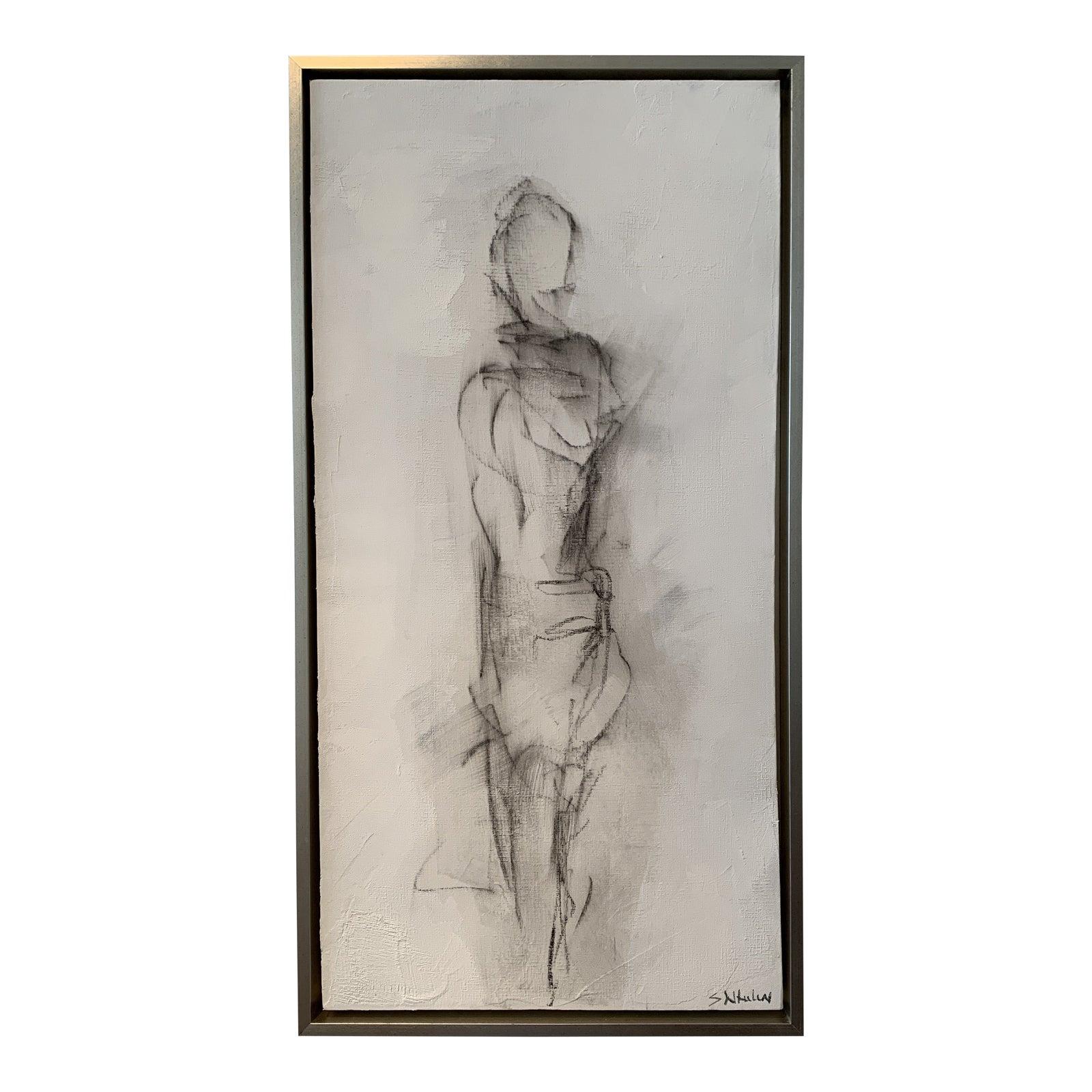 Stephanie Wheeler Figurative Painting - Framed Nude Painting on Canvas 