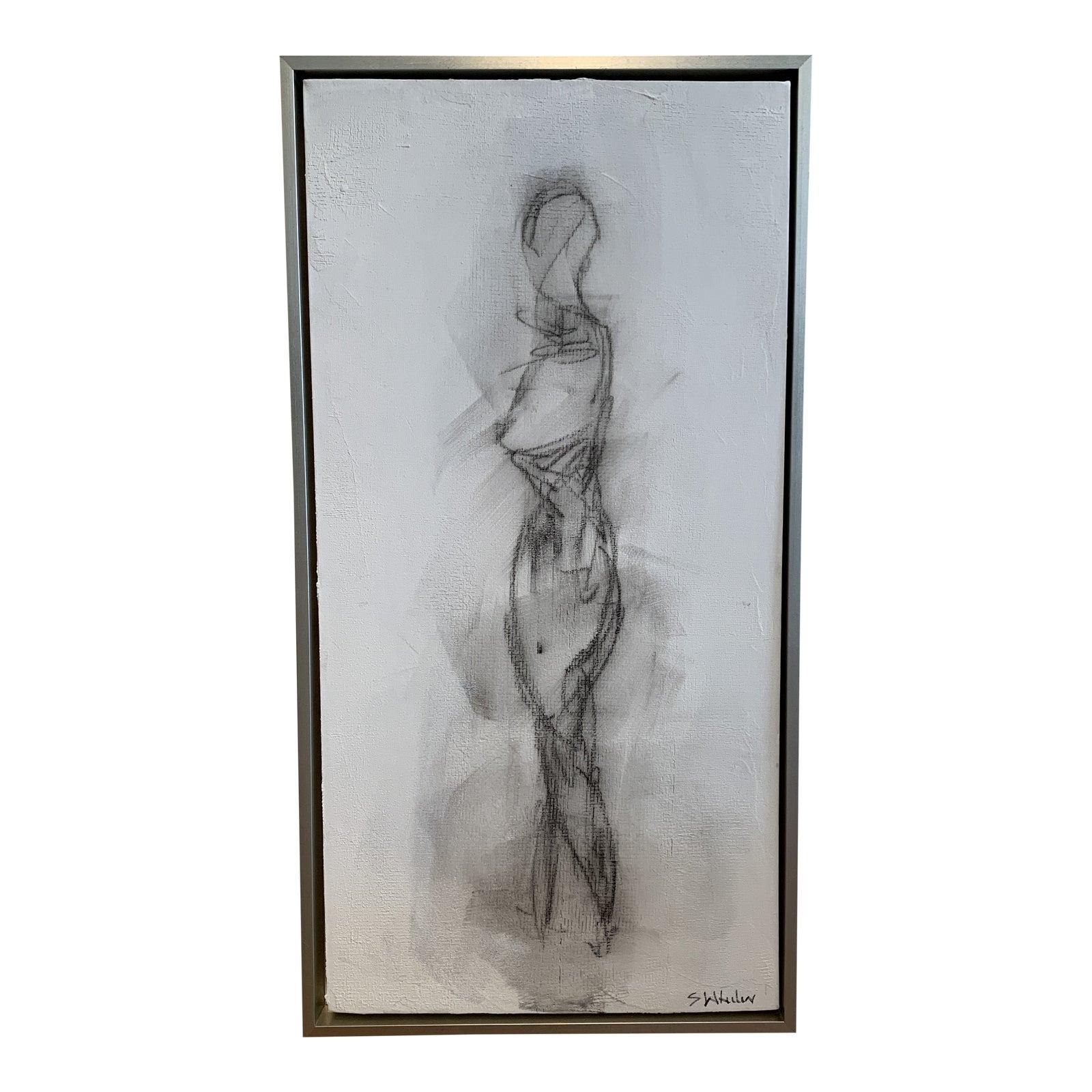 Stephanie Wheeler Figurative Art - Framed Nude Painting on Canvas