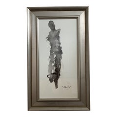 Watercolor Nude in Silver Frame
