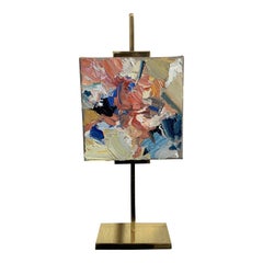 Abstract Oil on Gold Brass Easel 