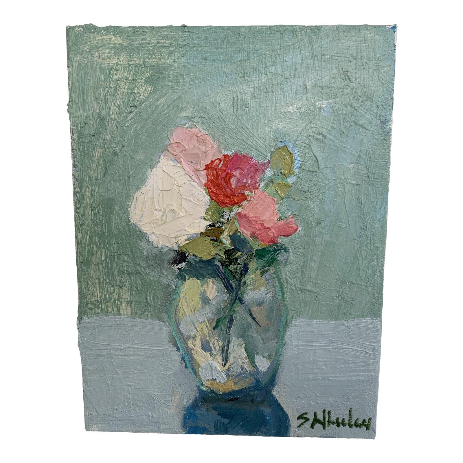 Stephanie Wheeler Still-Life Painting - Mini Floral Oil Paintings by S Wheeler