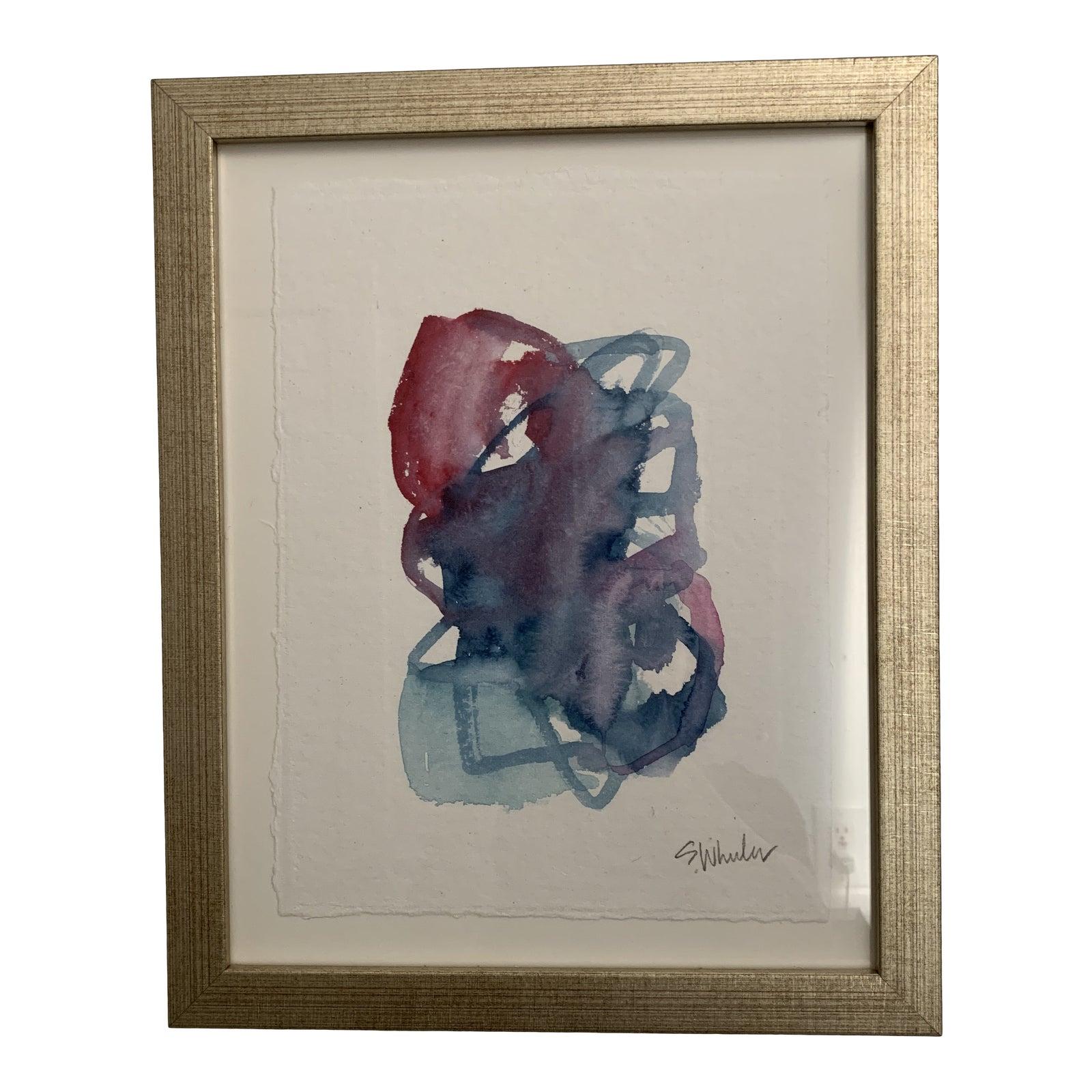 Stephanie Wheeler Abstract Painting - Watercolor Framed , S Wheeler 