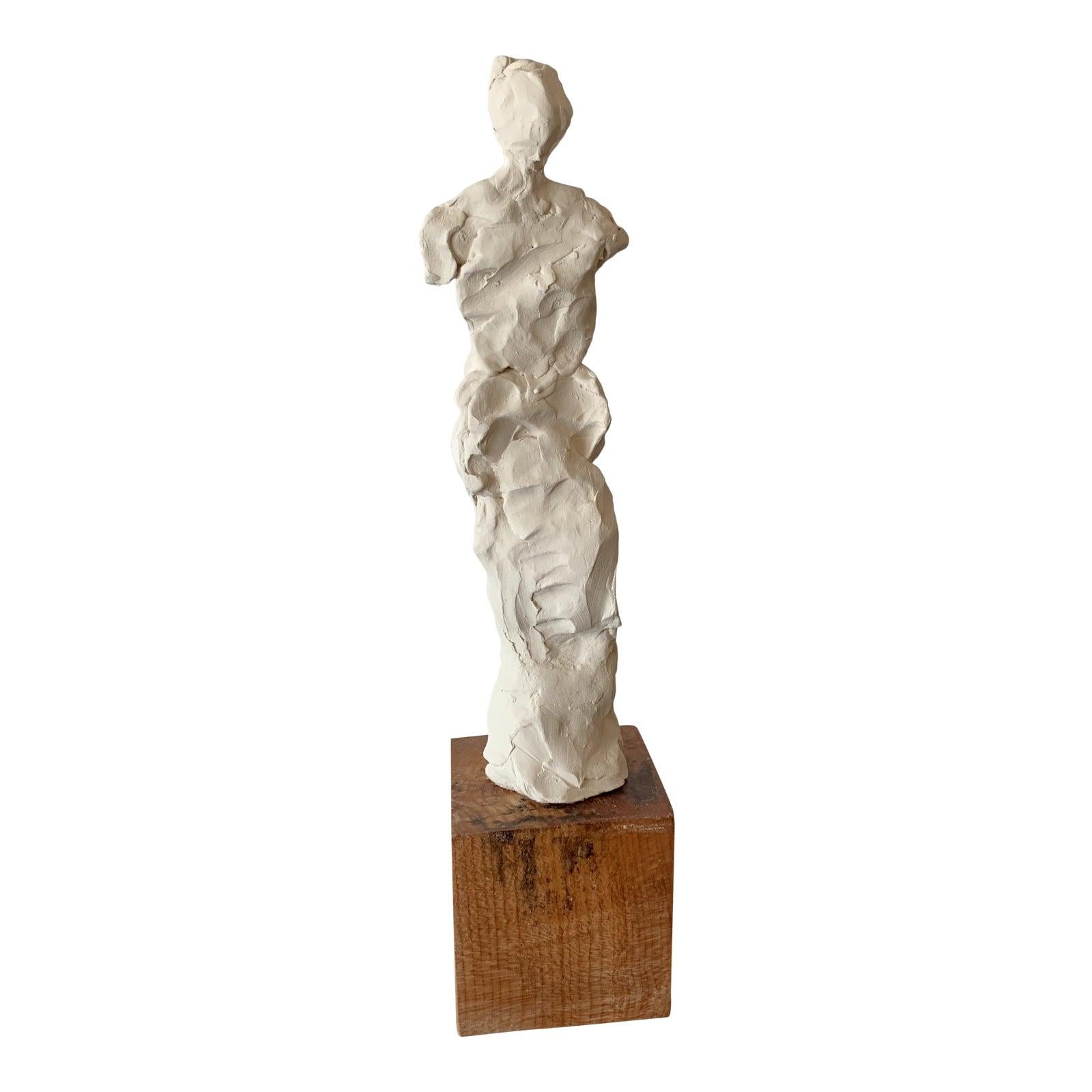 Stephanie Wheeler Figurative Sculpture - Female Sculpture on Exotic Wooden Base 
