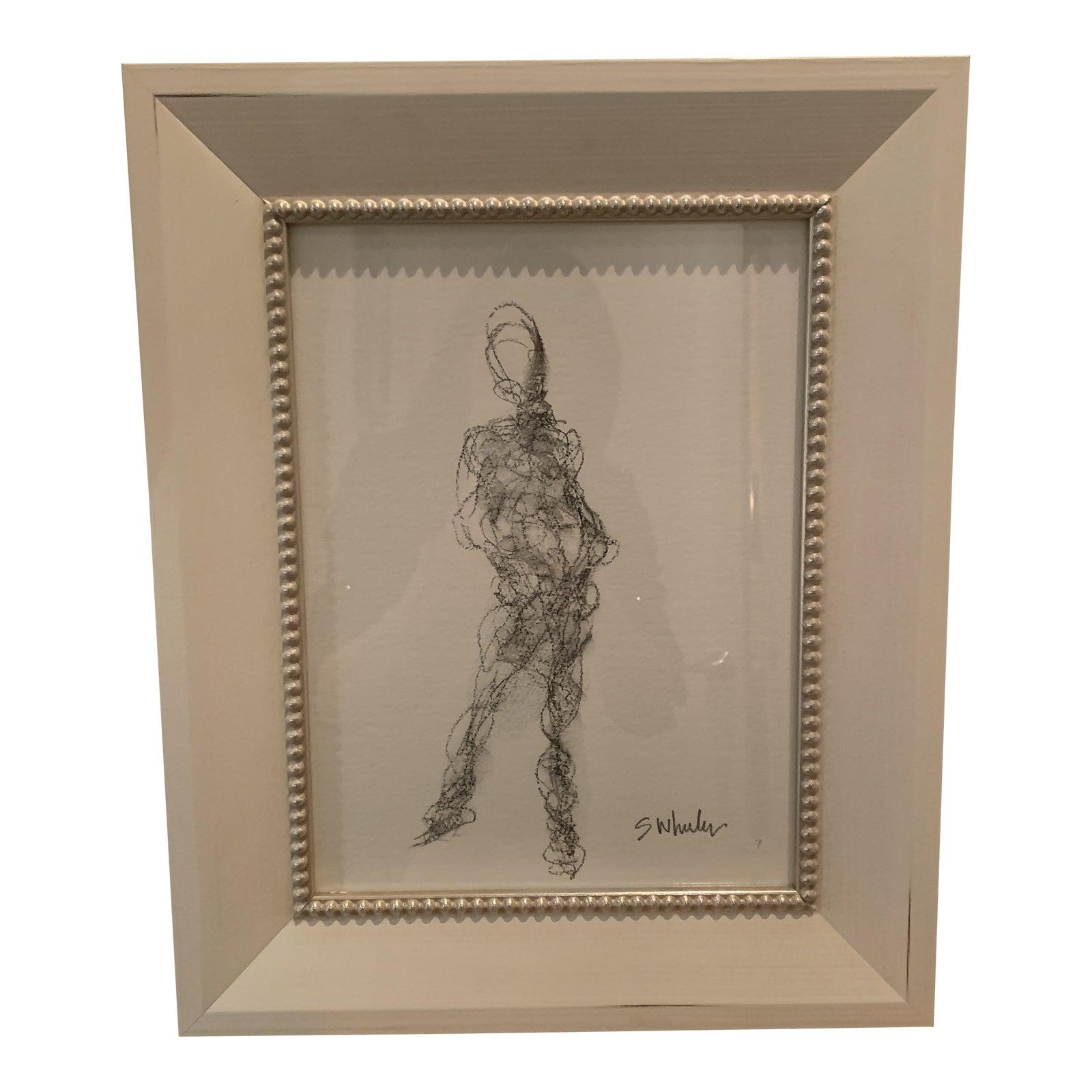 Modern & Traditional Mix! We love this small nude figure by Stephanie Wheeler.
Framed in White with silver beaded detail

Signed by Stephanie on front lower right

Wired and ready to hang.

Somewhere between impressionism and abstraction, Stephanie