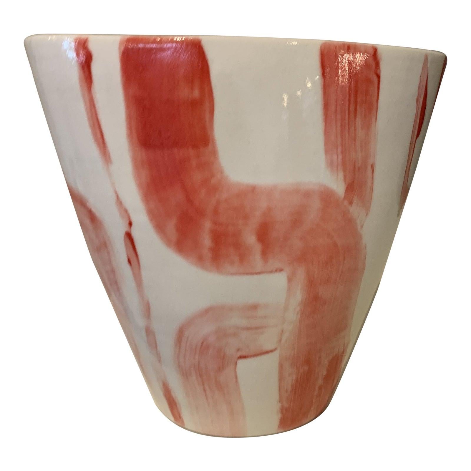 Stephanie Wheeler Abstract Sculpture - Handpainted Ceramic Vase