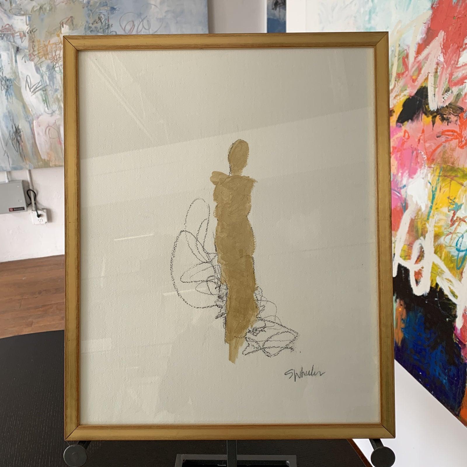 Signed Gold Figurative Painting  2