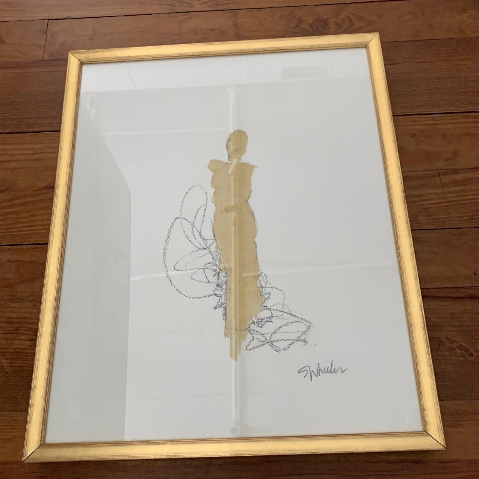 Signed Gold Figurative Painting  5