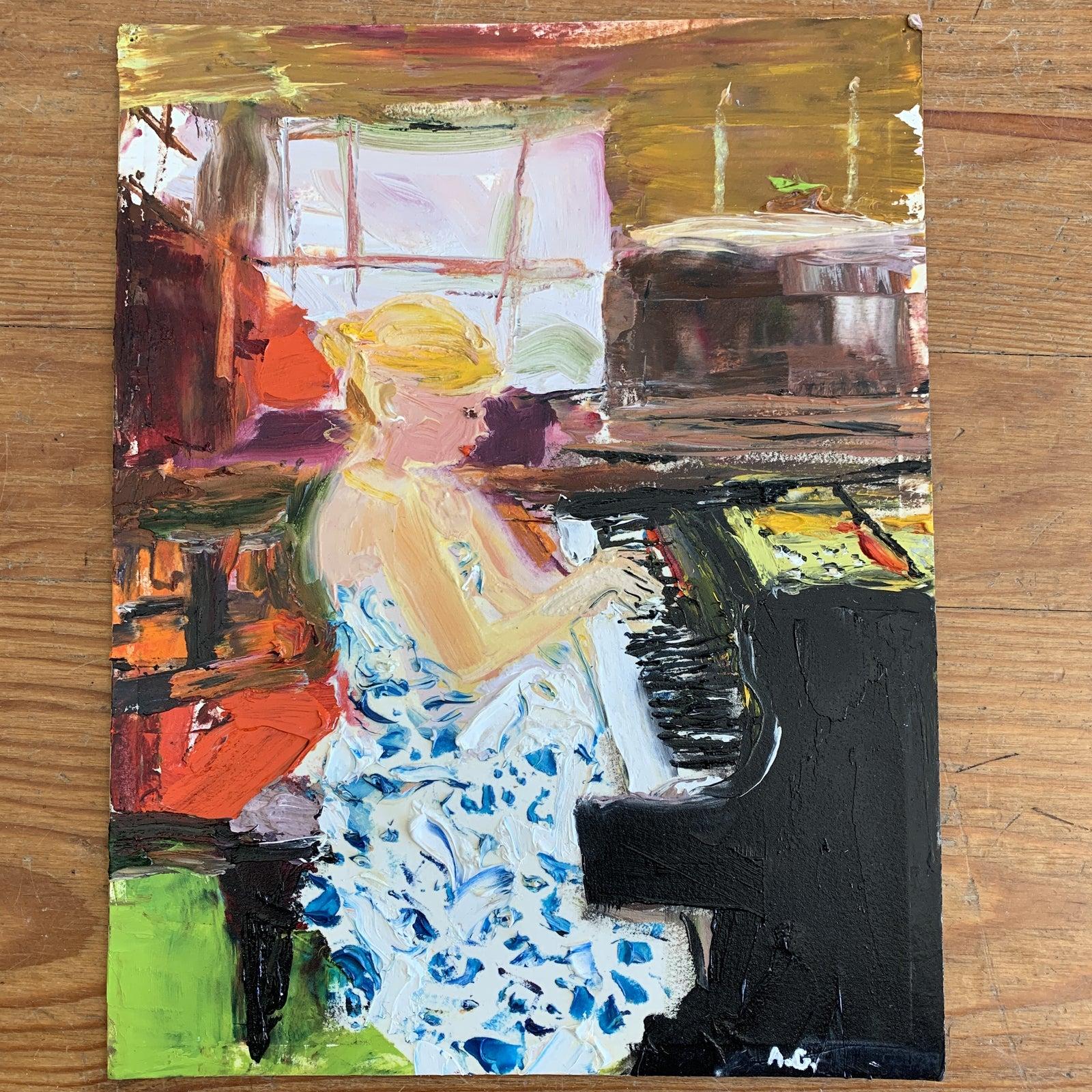 lady at piano painting