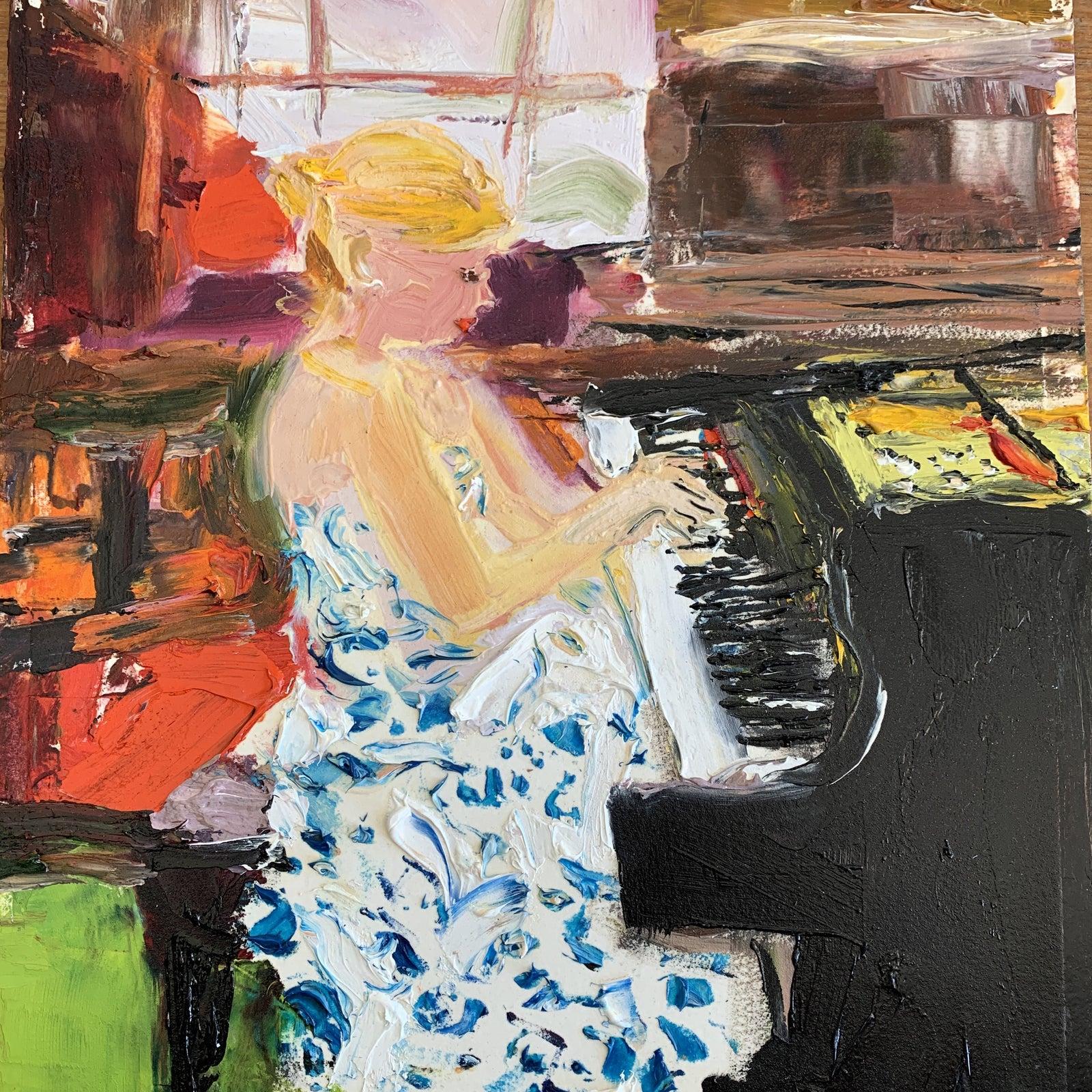 Lady On Piano Oil Painting 2