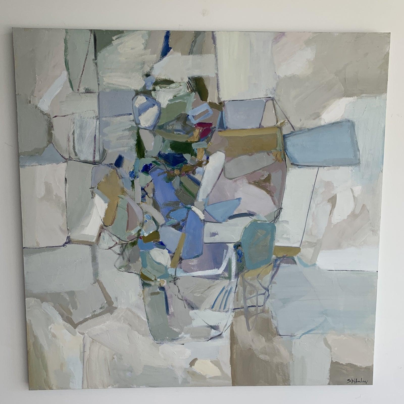 Lavender Geometry  - Gray Abstract Painting by Stephanie Wheeler