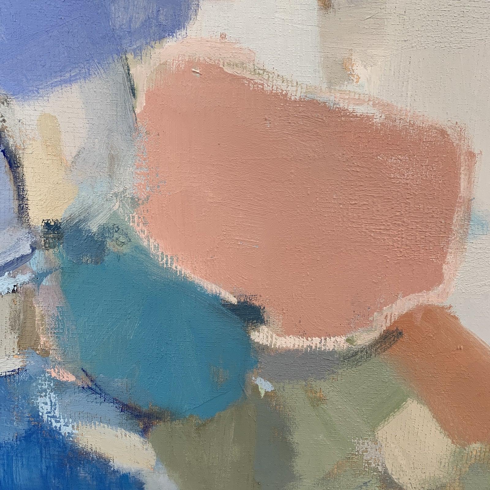 Title : Periwinkle 
Signed on Lower Right by Atlanta based artist, Stephanie Wheeler 
Oil Painting with Periwinkle , Gray  , Light Pinks/Peach , and many other fabulous color combinations. 

“Color is everything. It sets the overall mood for my