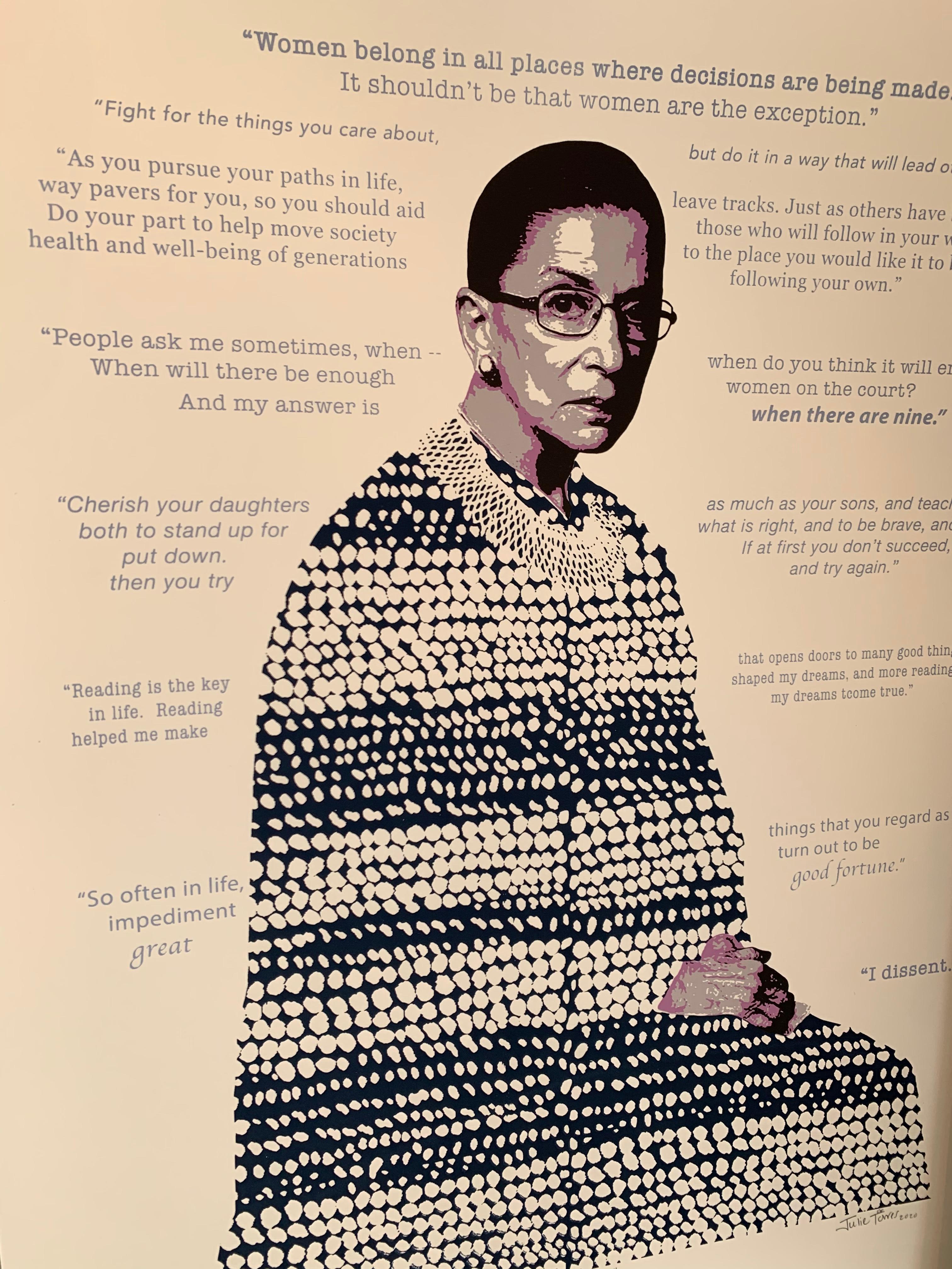 „Giant“ Ruth Bader Ginsburg Siebdruck aus Seide 5