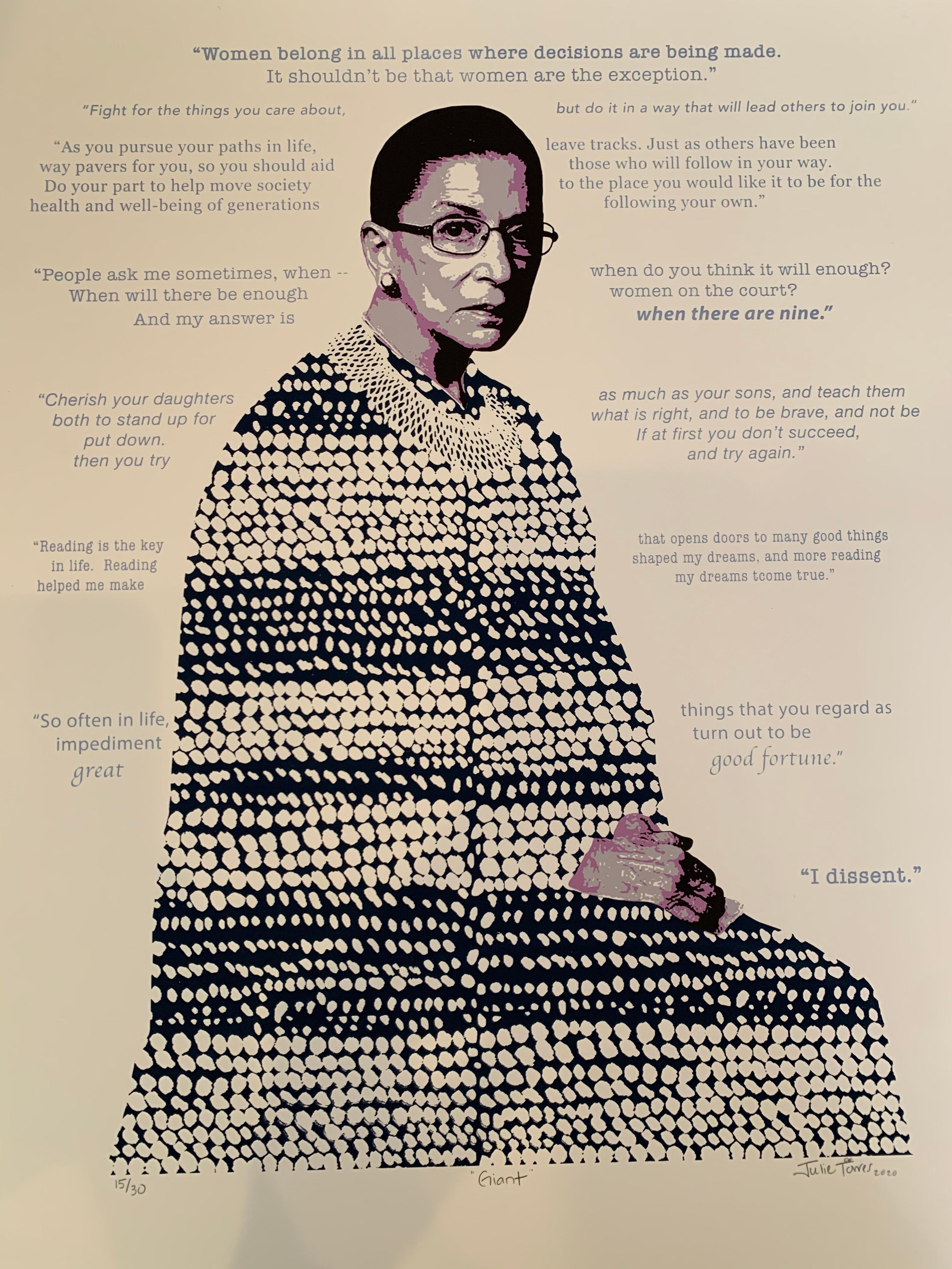 „Giant“ Ruth Bader Ginsburg Siebdruck aus Seide 7
