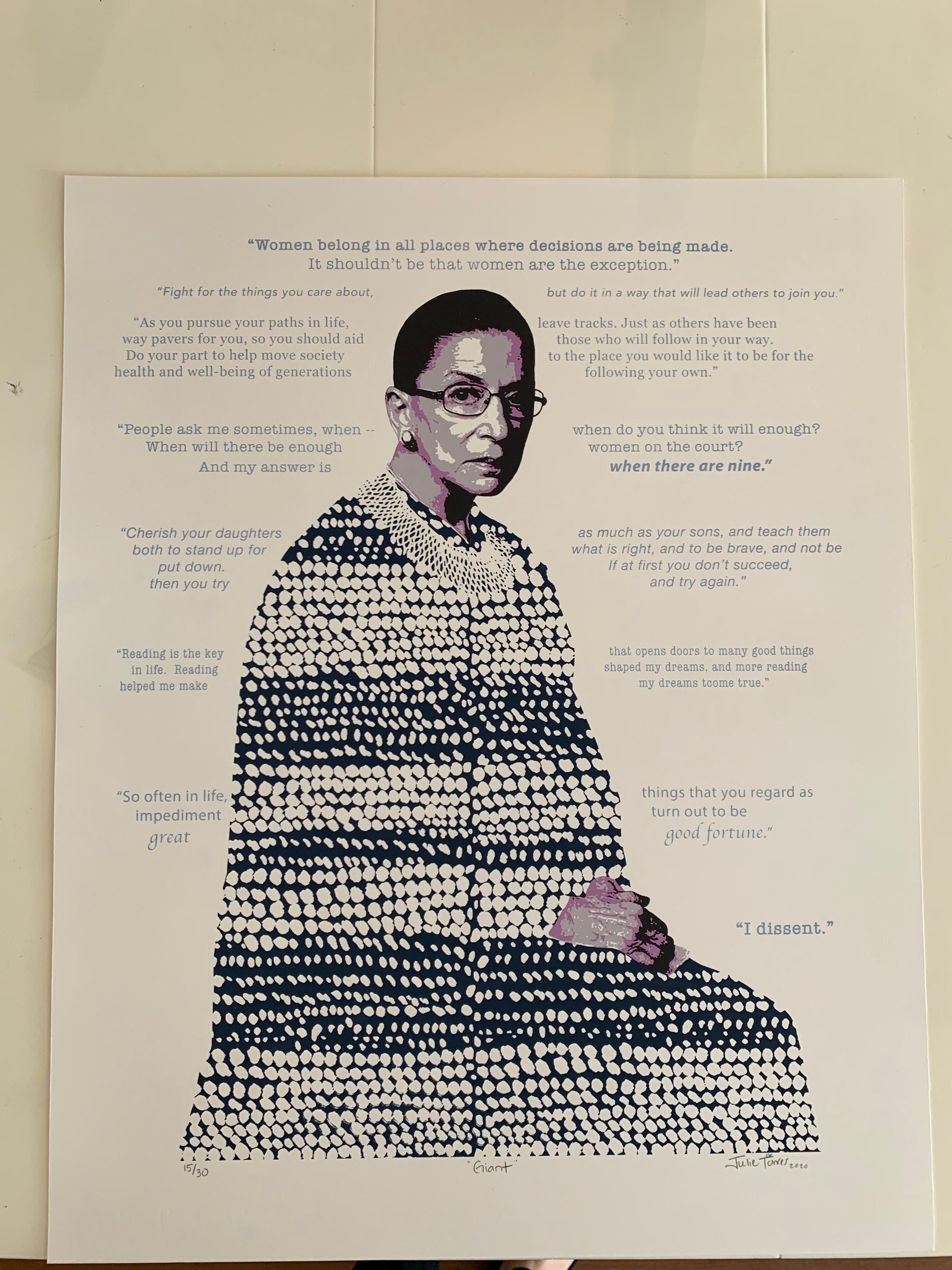 „Giant“ Ruth Bader Ginsburg Siebdruck aus Seide 4