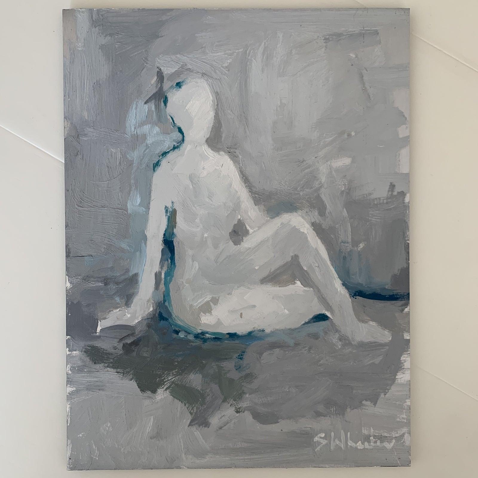 Aktfarbenes Gemälde auf Aluminium – Painting von Stephanie Wheeler