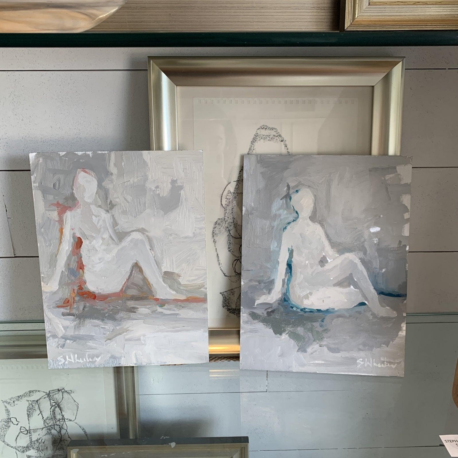Aktfarbenes Gemälde auf Aluminium (Abstrakt), Painting, von Stephanie Wheeler