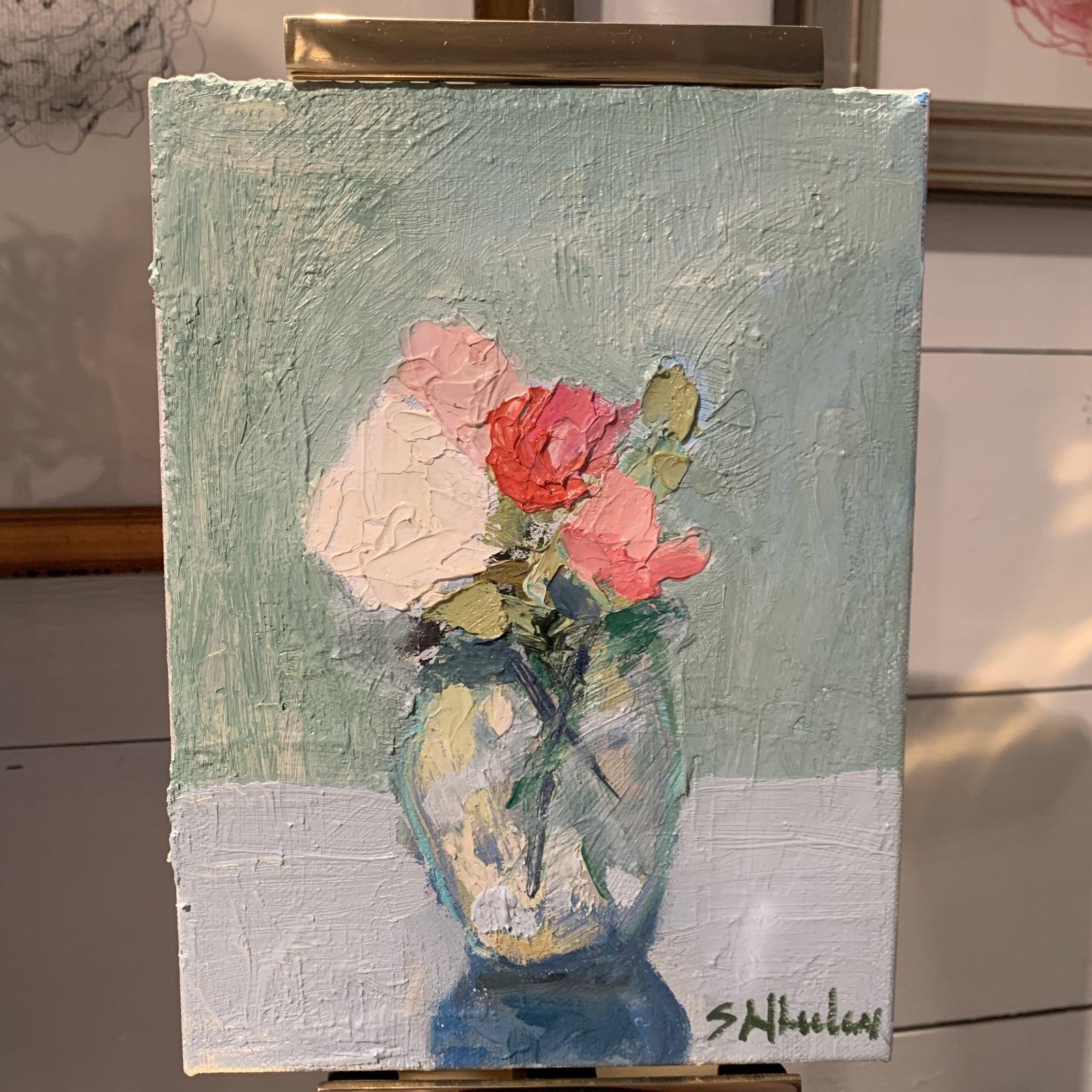 Corals, Blues, Greens and Whites
These mini florals by Stephanie Wheeler are so beautiful! They look great unframed, framed or on this gold brass adjustable easel ( available for purchase)
Great gift! Great for any style home.

Somewhere between