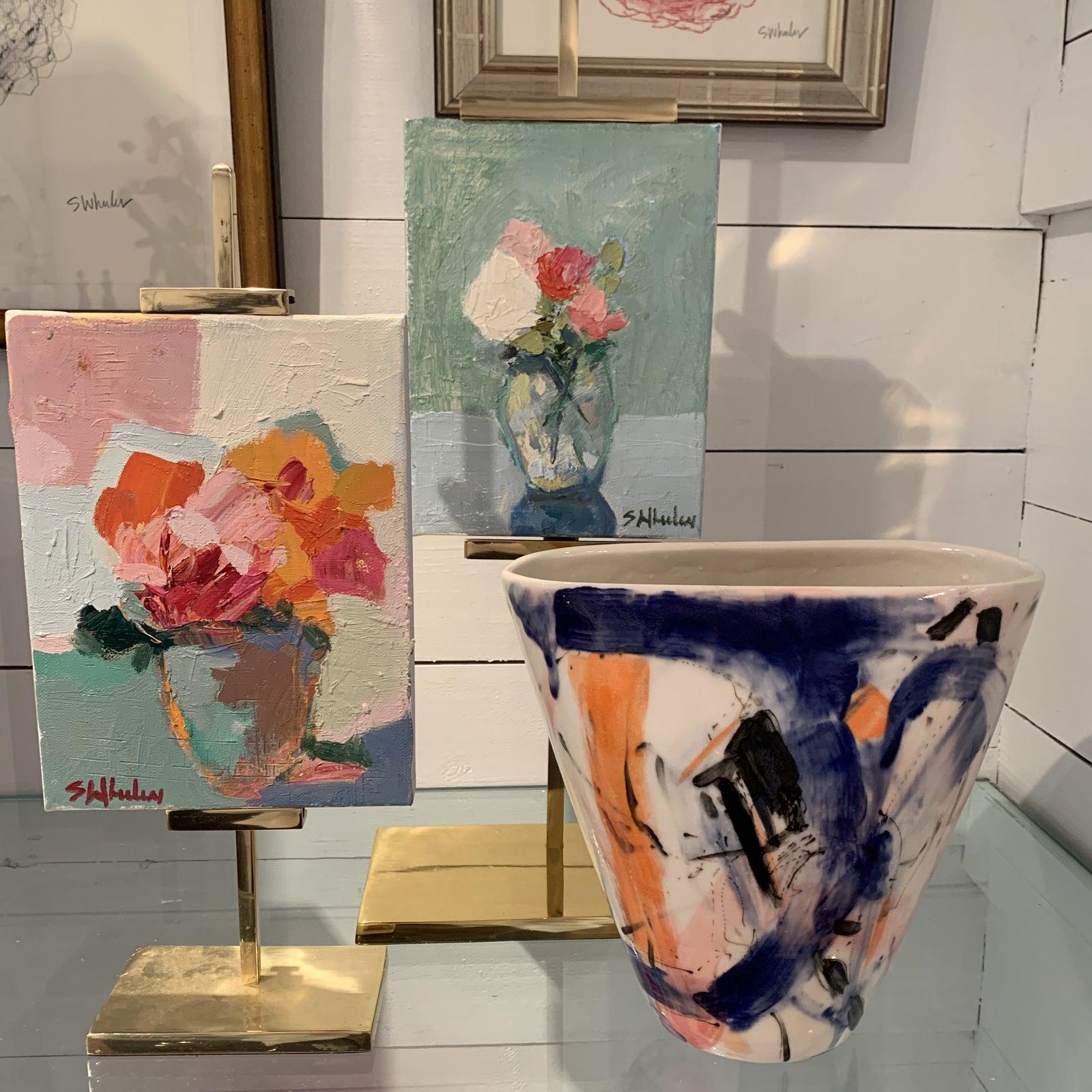 Studio Pottery Abstract Vase by S Wheeler - Brown Abstract Sculpture by Stephanie Wheeler