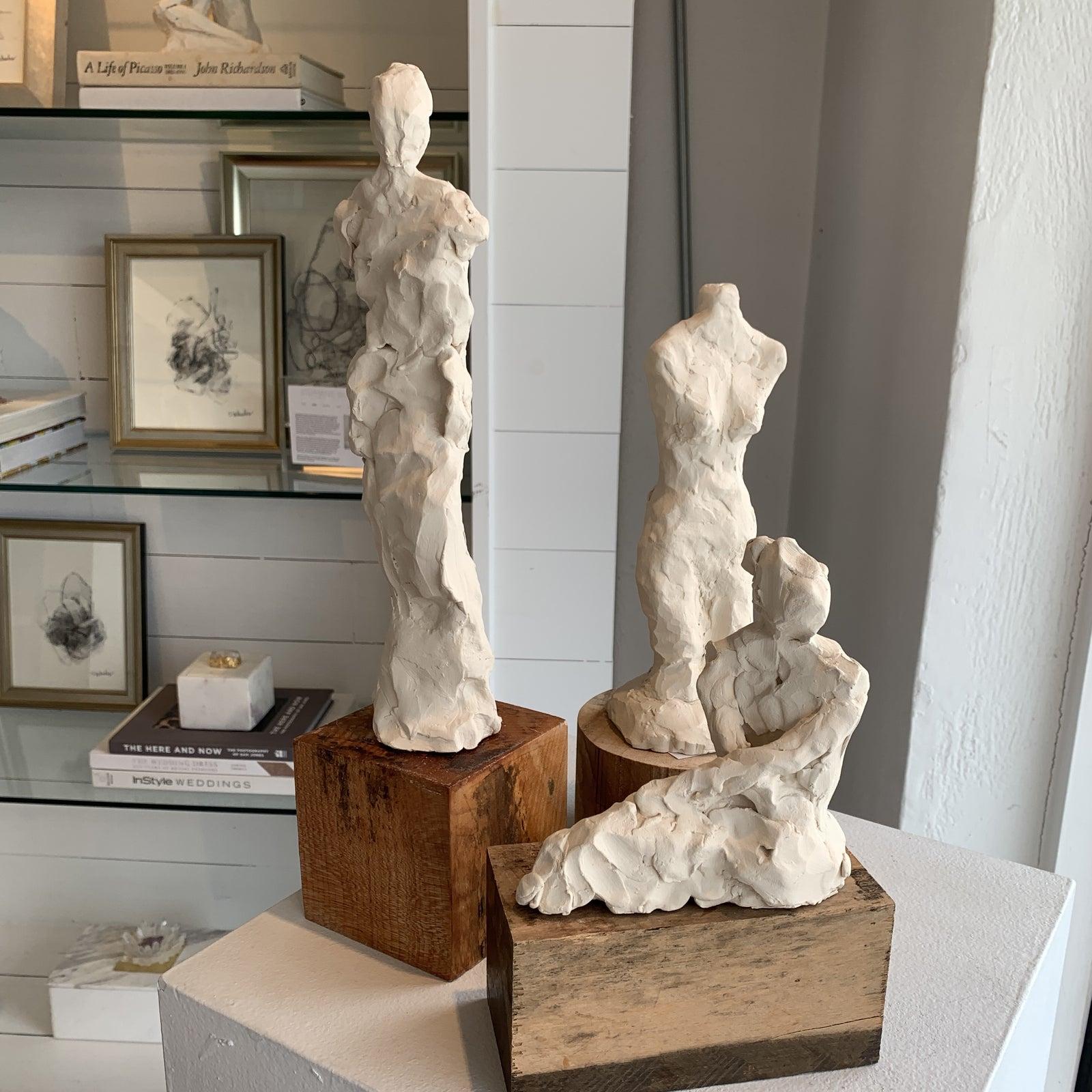 Female Sculpture on Exotic Wooden Base  - Brown Figurative Sculpture by Stephanie Wheeler