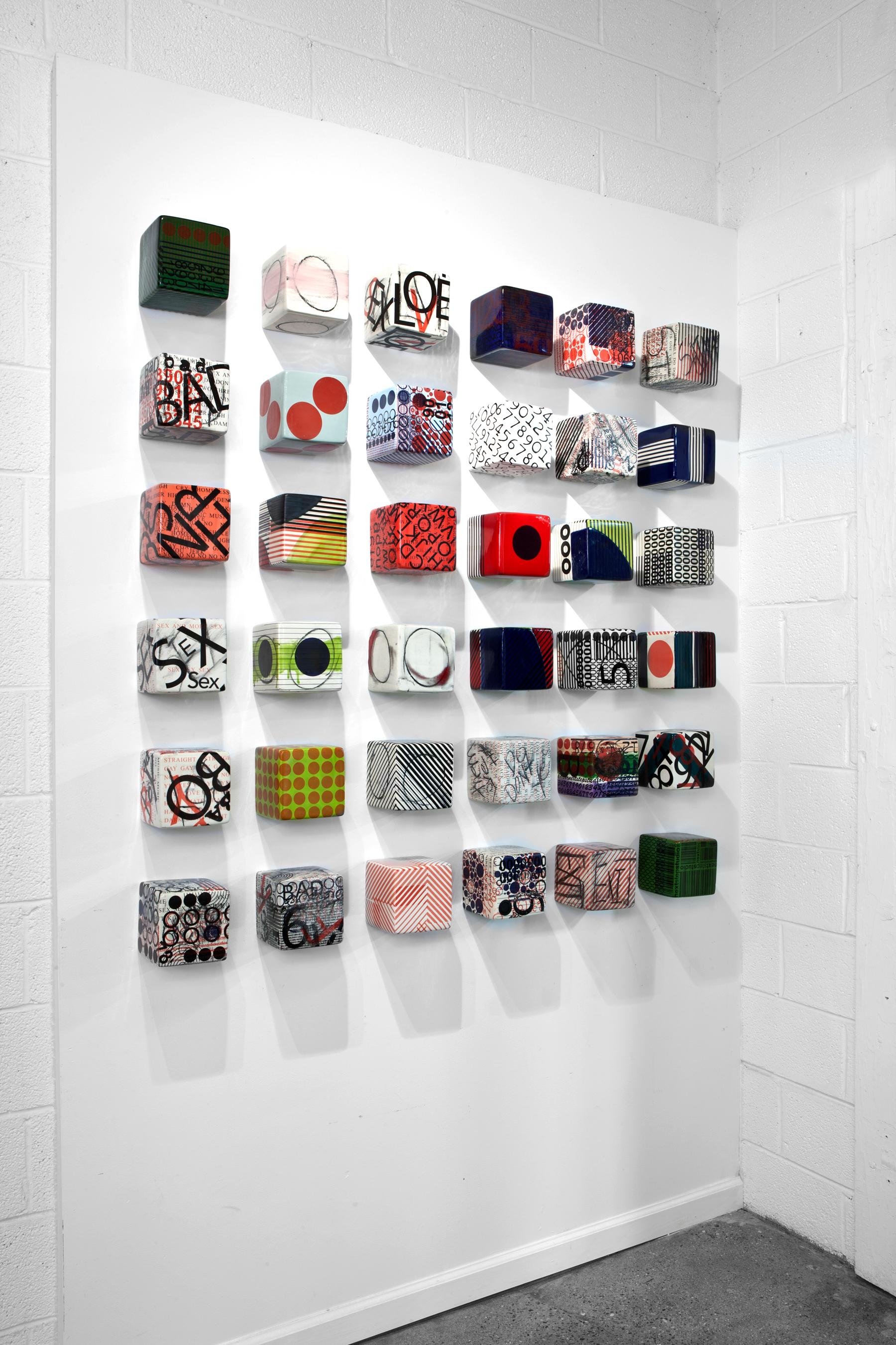 Contemporary Ceramic Wall Cube Sculpture 6