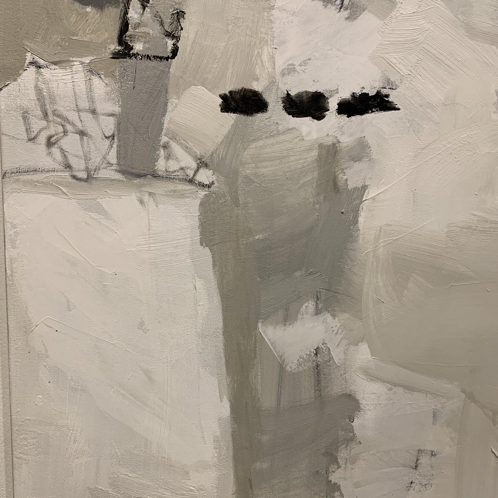 White Center , 2020 - Gray Abstract Painting by Stephanie Wheeler