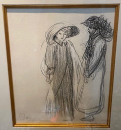 Original crayon drawing by Theophile Steinlen