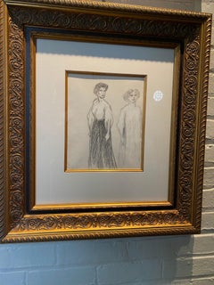Unique "Untitled" Crayon Drawing by Steinlen